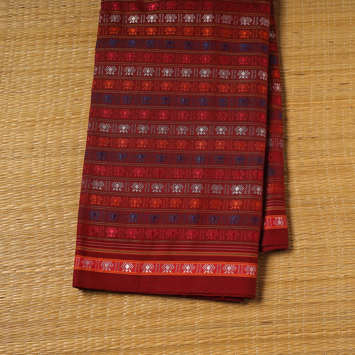 Red - Khun Weave Silk Cotton Fabric 05