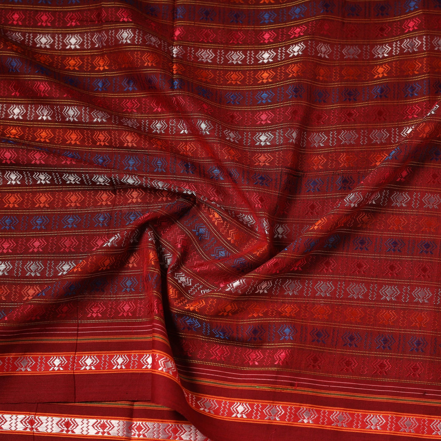Red - Khun Weave Silk Cotton Fabric 05