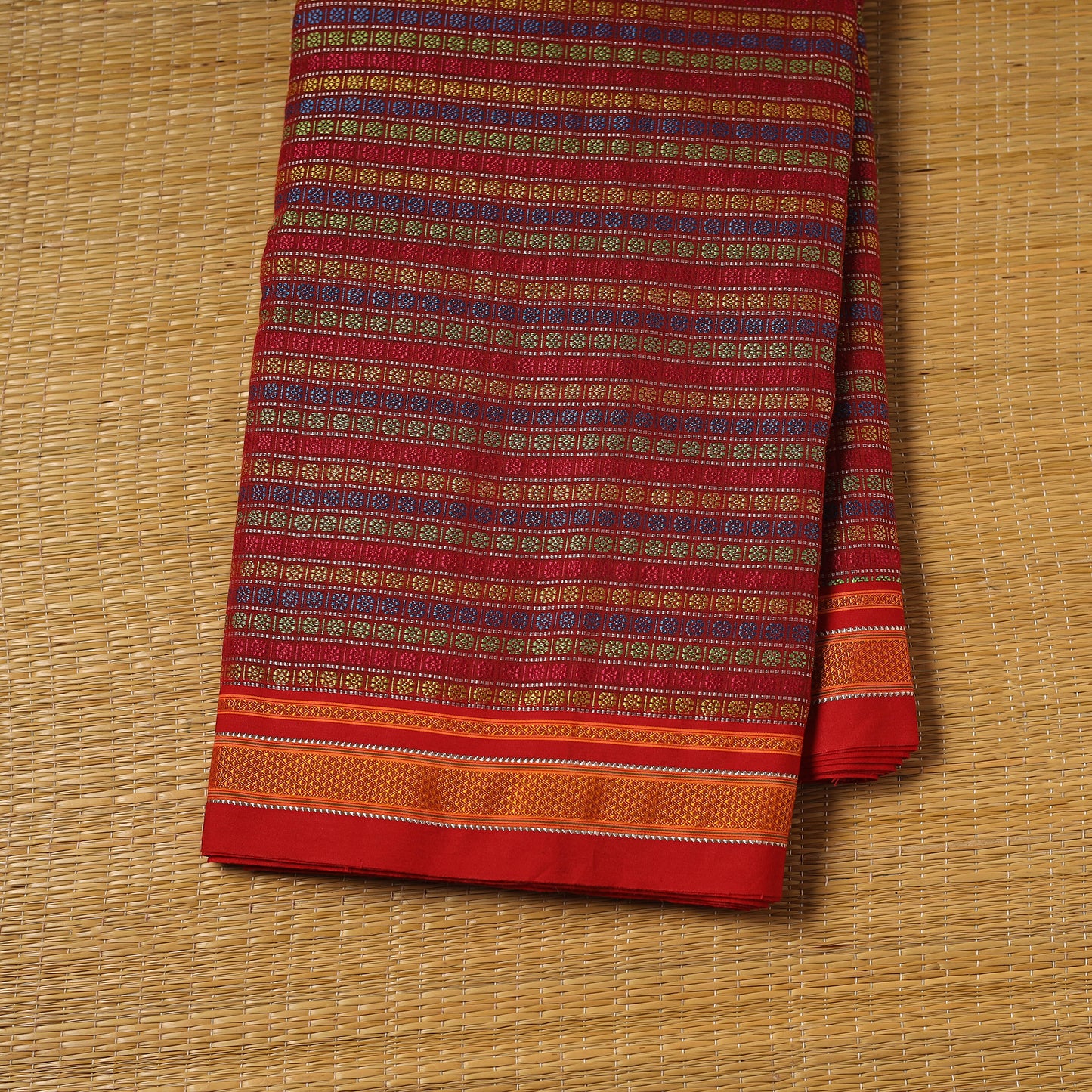 Red - Khun Weave Silk Cotton Fabric 06