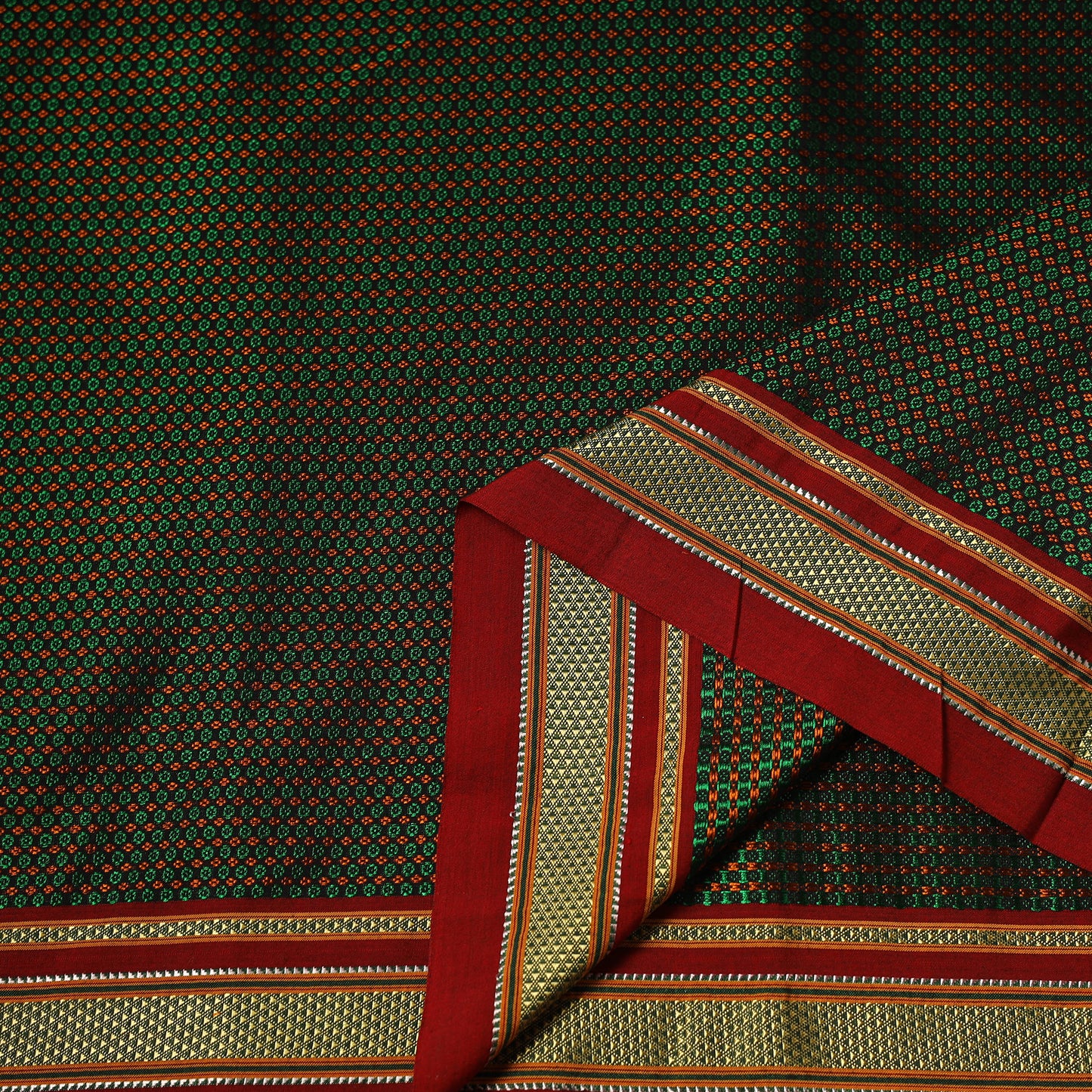 Green - Khun Weave Silk Cotton Fabric 08