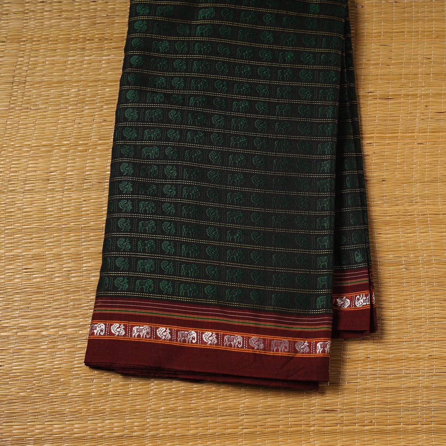 Green - Khun Weave Silk Cotton Fabric 11