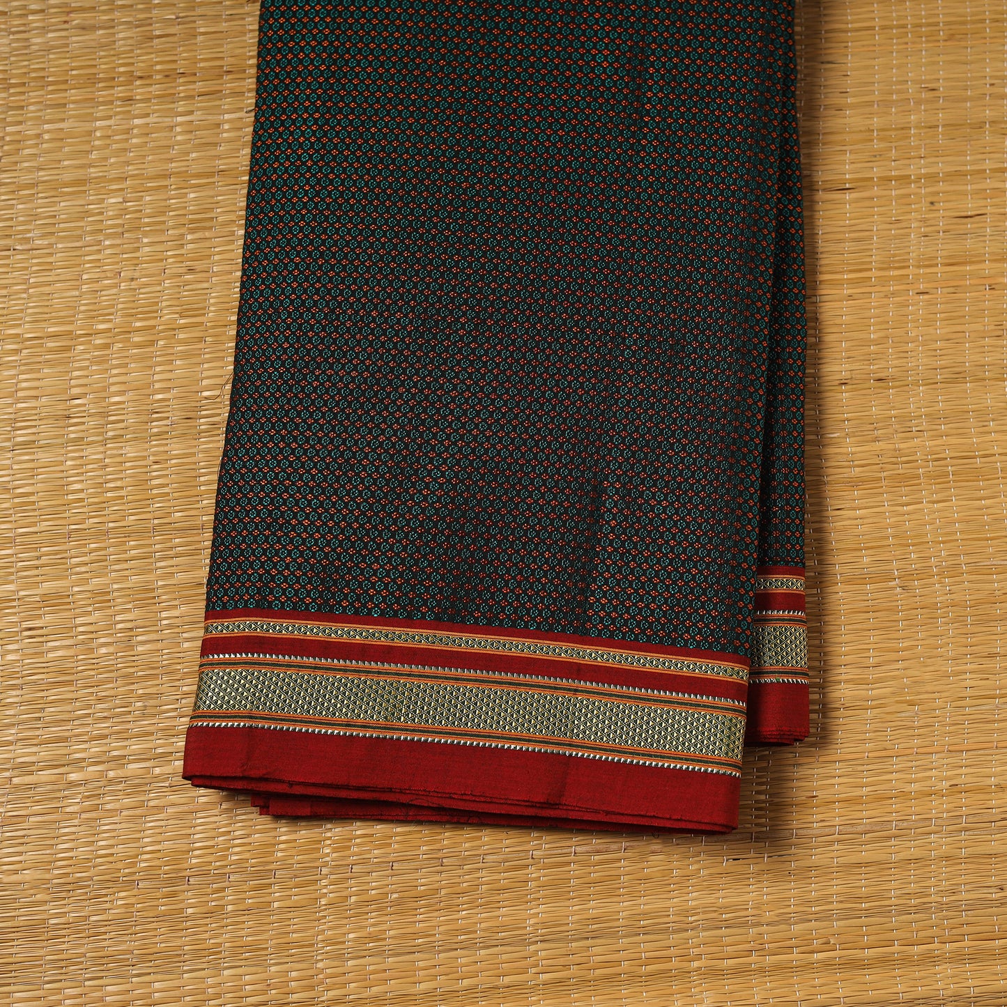 Green - Khun Weave Silk Cotton Fabric 13
