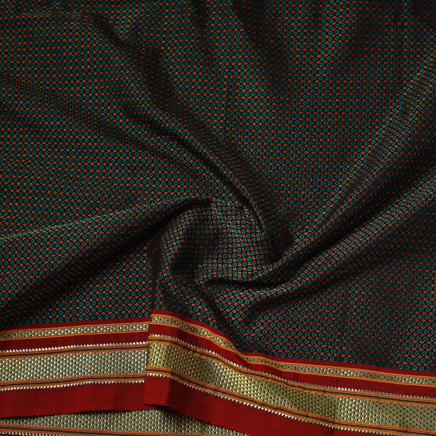 Green - Khun Weave Silk Cotton Fabric 13