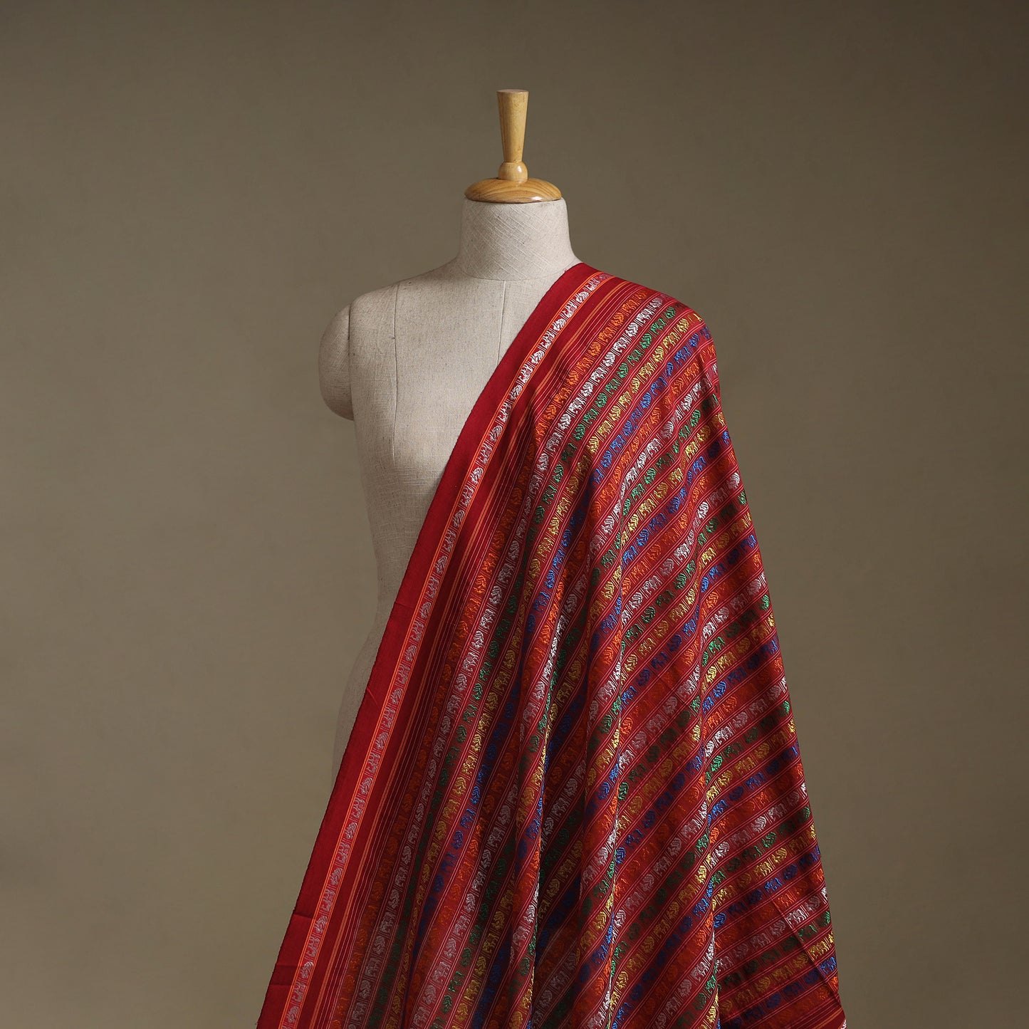 Red - Khun Weave Silk Cotton Fabric 12