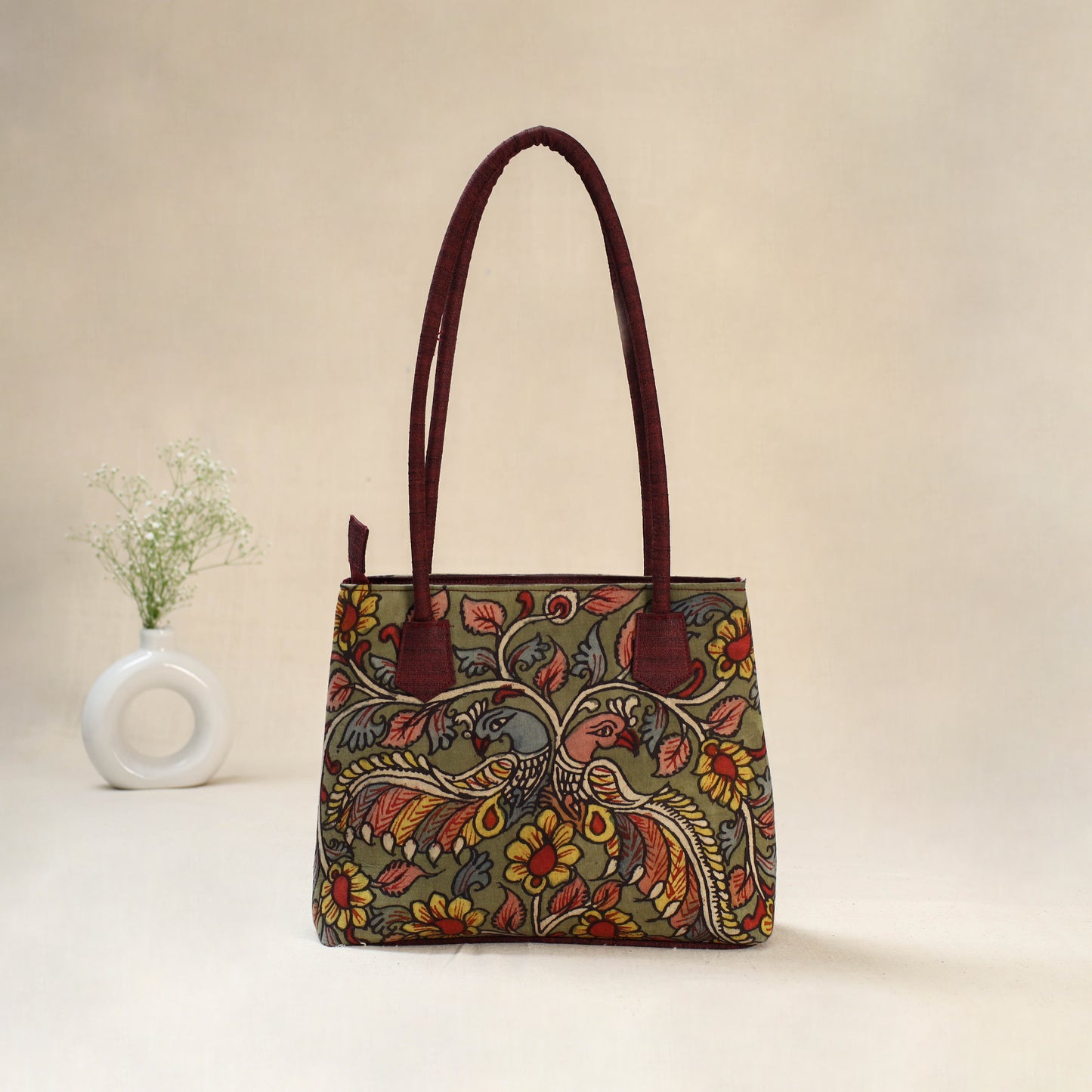 Multicolor - Srikalahasti Kalamkari Handpainted Shoulder Bag 29