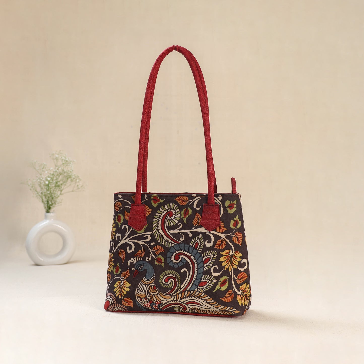 Multicolor - Srikalahasti Kalamkari Handpainted Shoulder Bag 43