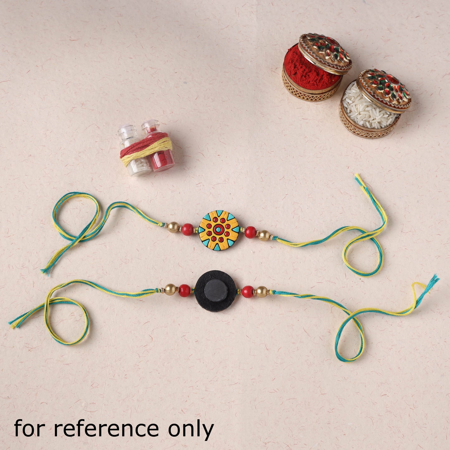 Grey - Bishnupur Handpainted Terracotta Rakhi 19