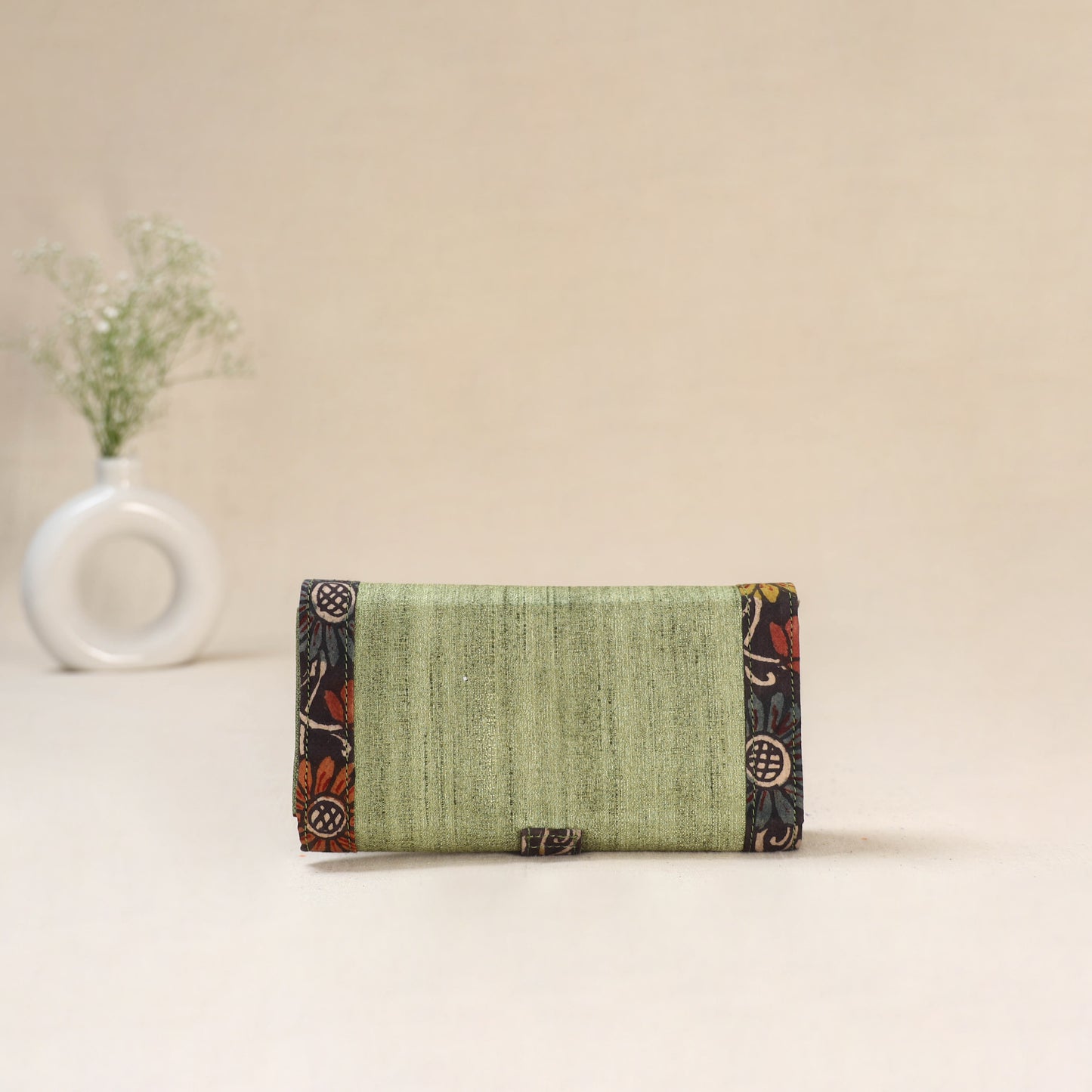Green - Srikalahasti Kalamkari Handpainted Clutch / Wallet 73