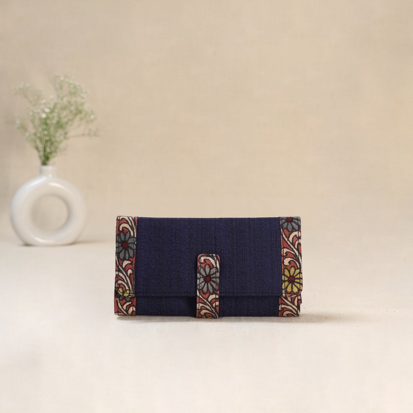 Blue - Srikalahasti Kalamkari Handpainted Clutch / Wallet 75