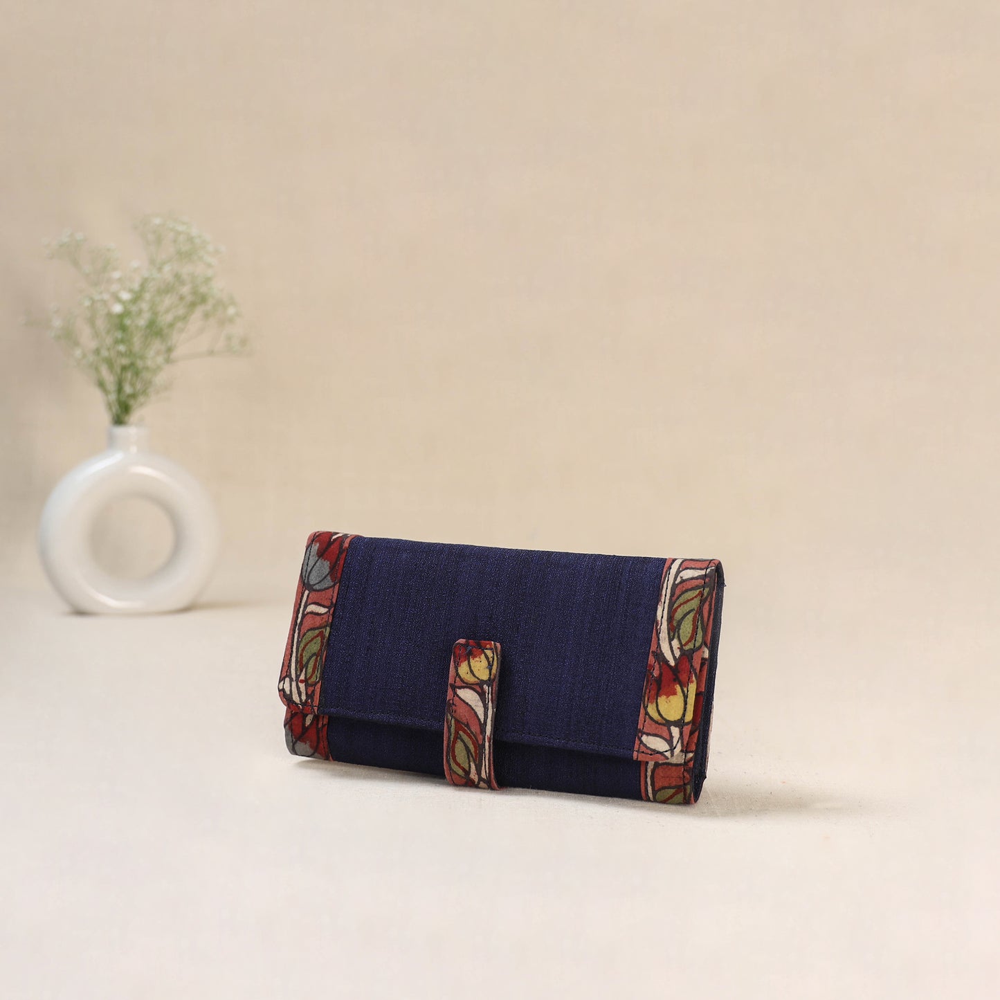 Blue - Srikalahasti Kalamkari Handpainted Clutch / Wallet 76