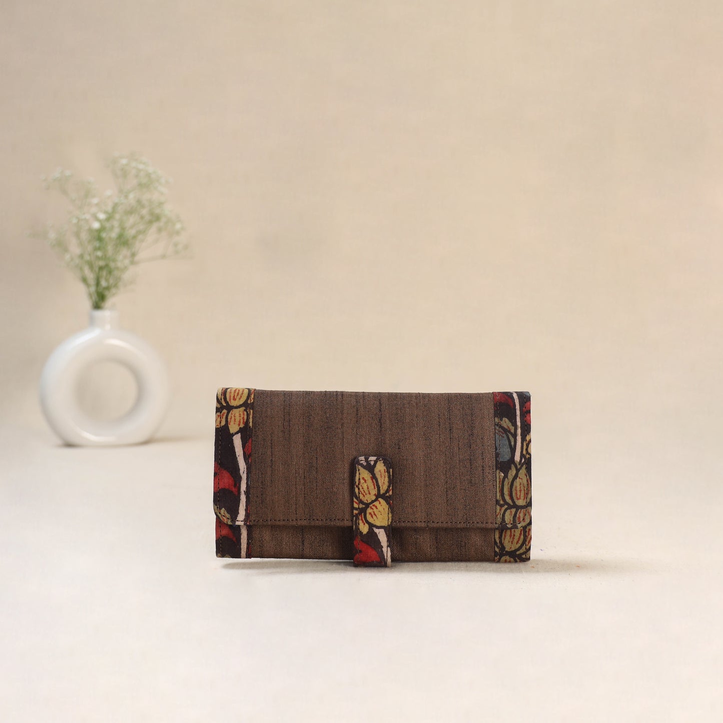 Brown - Srikalahasti Kalamkari Handpainted Clutch / Wallet 77