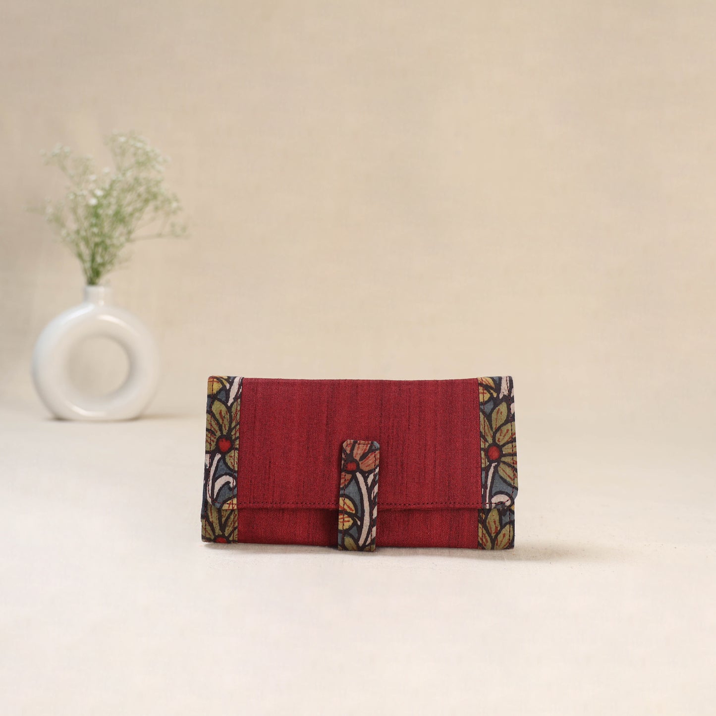 Red - Srikalahasti Kalamkari Handpainted Clutch / Wallet 78