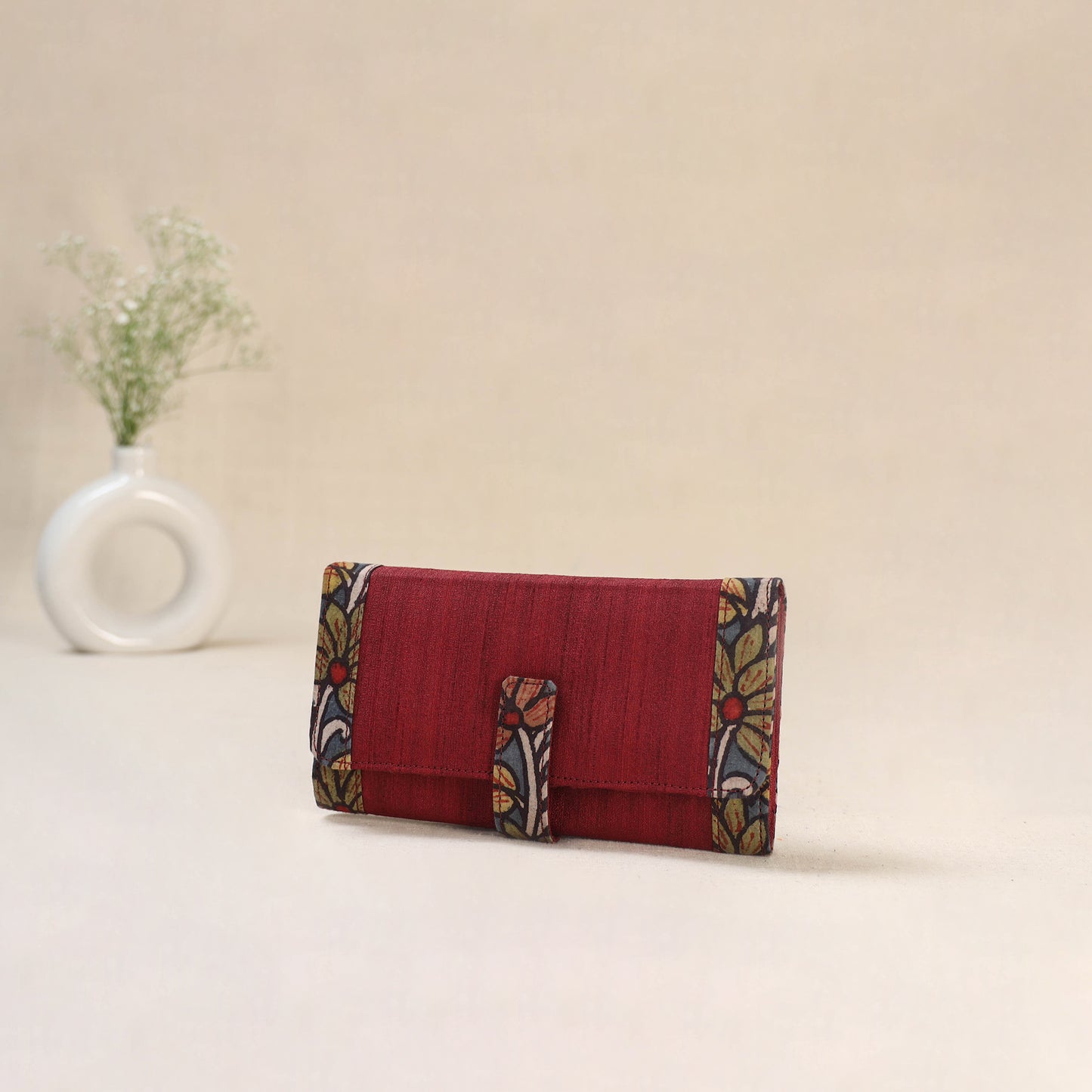 Red - Srikalahasti Kalamkari Handpainted Clutch / Wallet 78