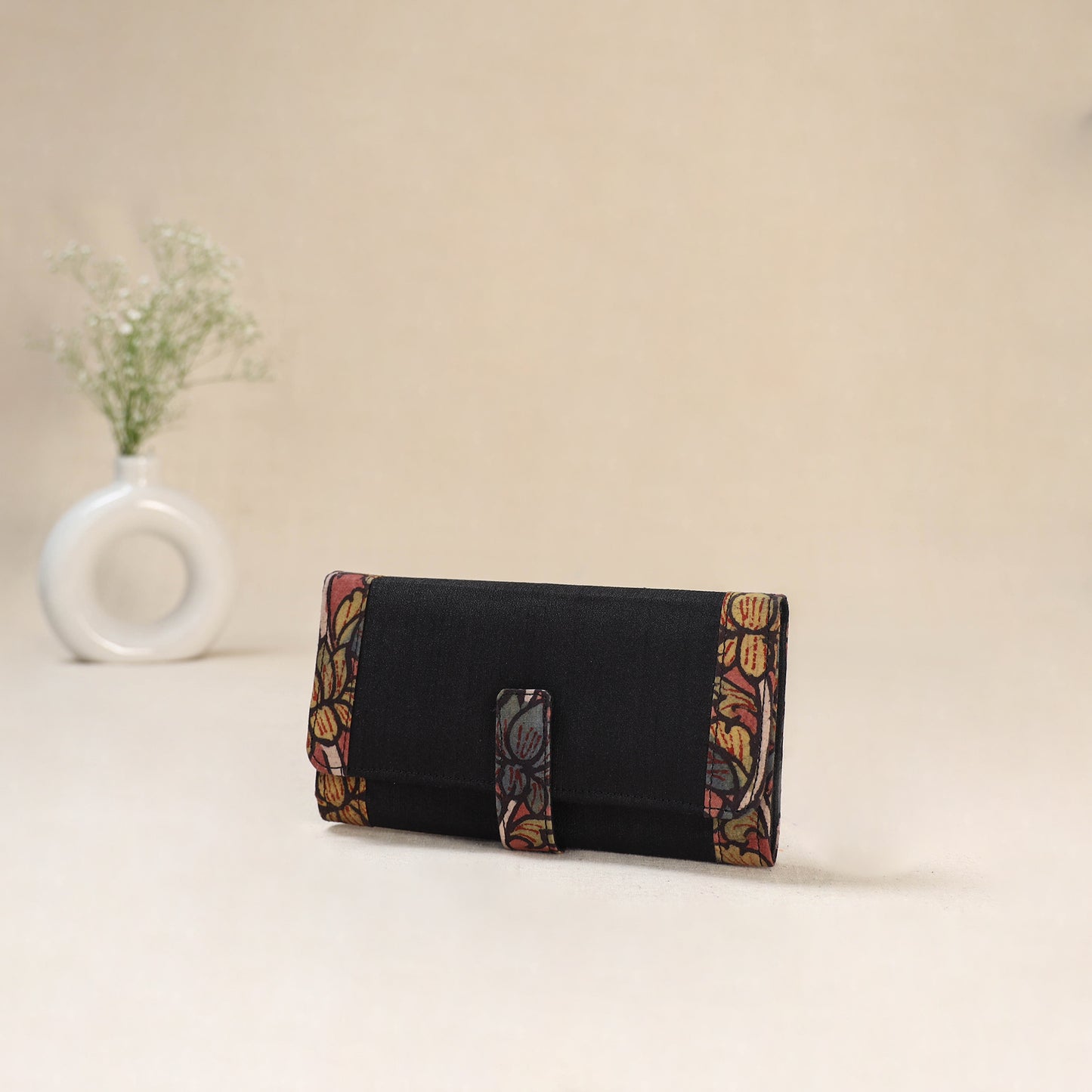 Black - Srikalahasti Kalamkari Handpainted Clutch / Wallet 82