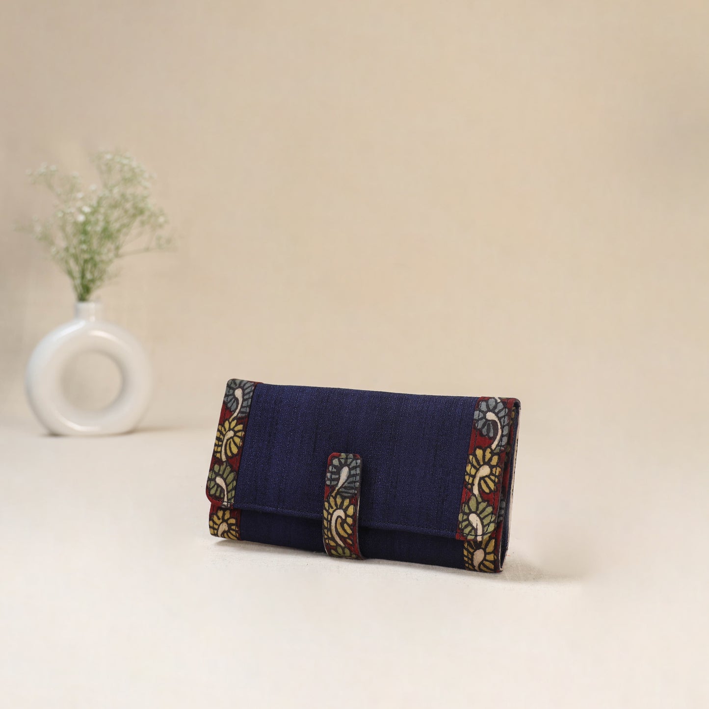 Blue - Srikalahasti Kalamkari Handpainted Clutch / Wallet 84