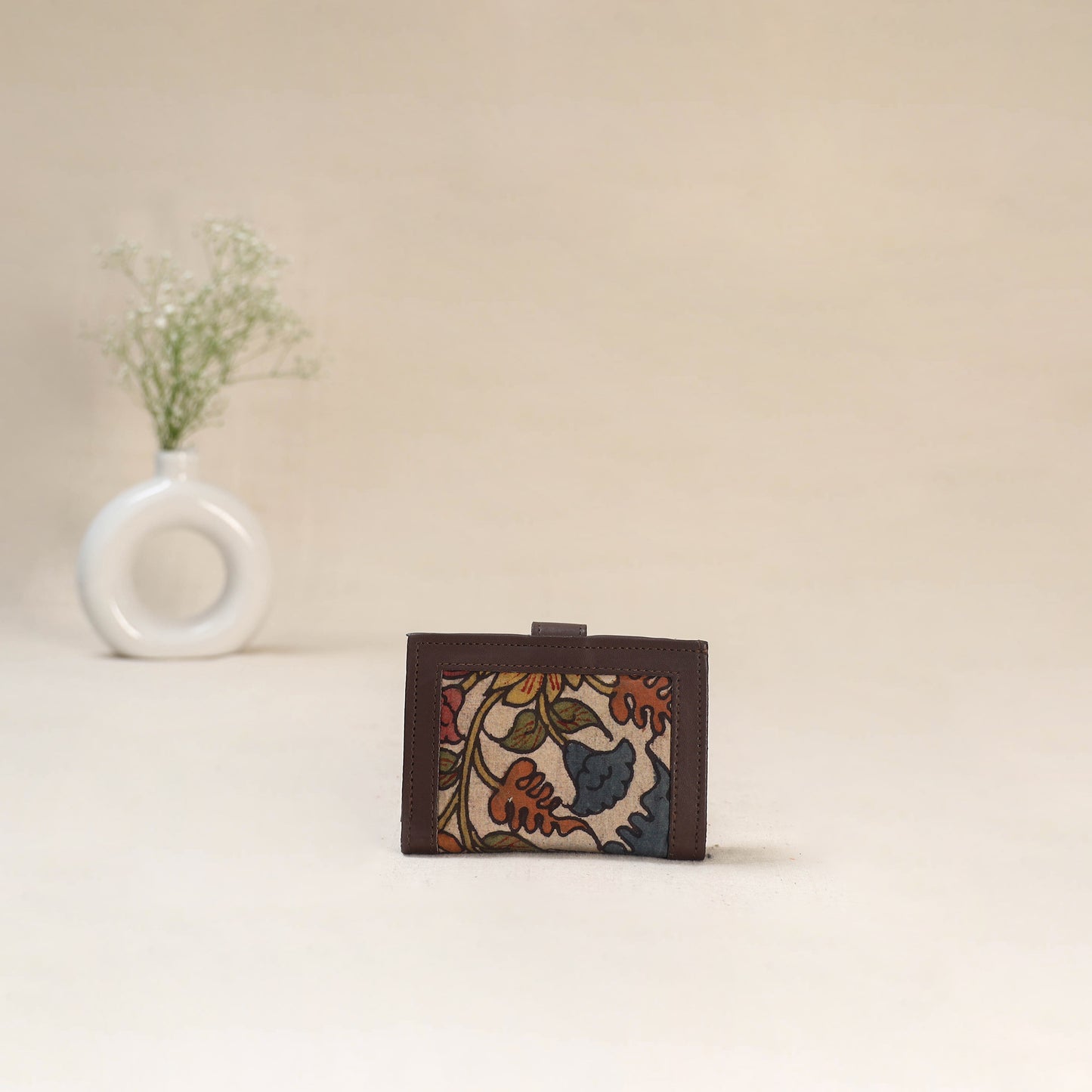 Beige - Srikalahasti Kalamkari Handpainted Wallet 110