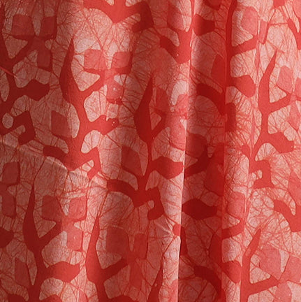 Red - Hand Block Batik Print Cotton Fabric 17