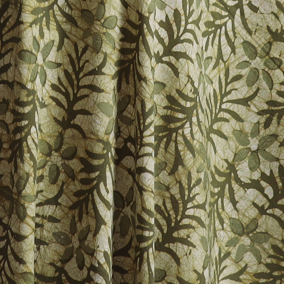 Green - Hand Block Batik Print Cotton Fabric 21