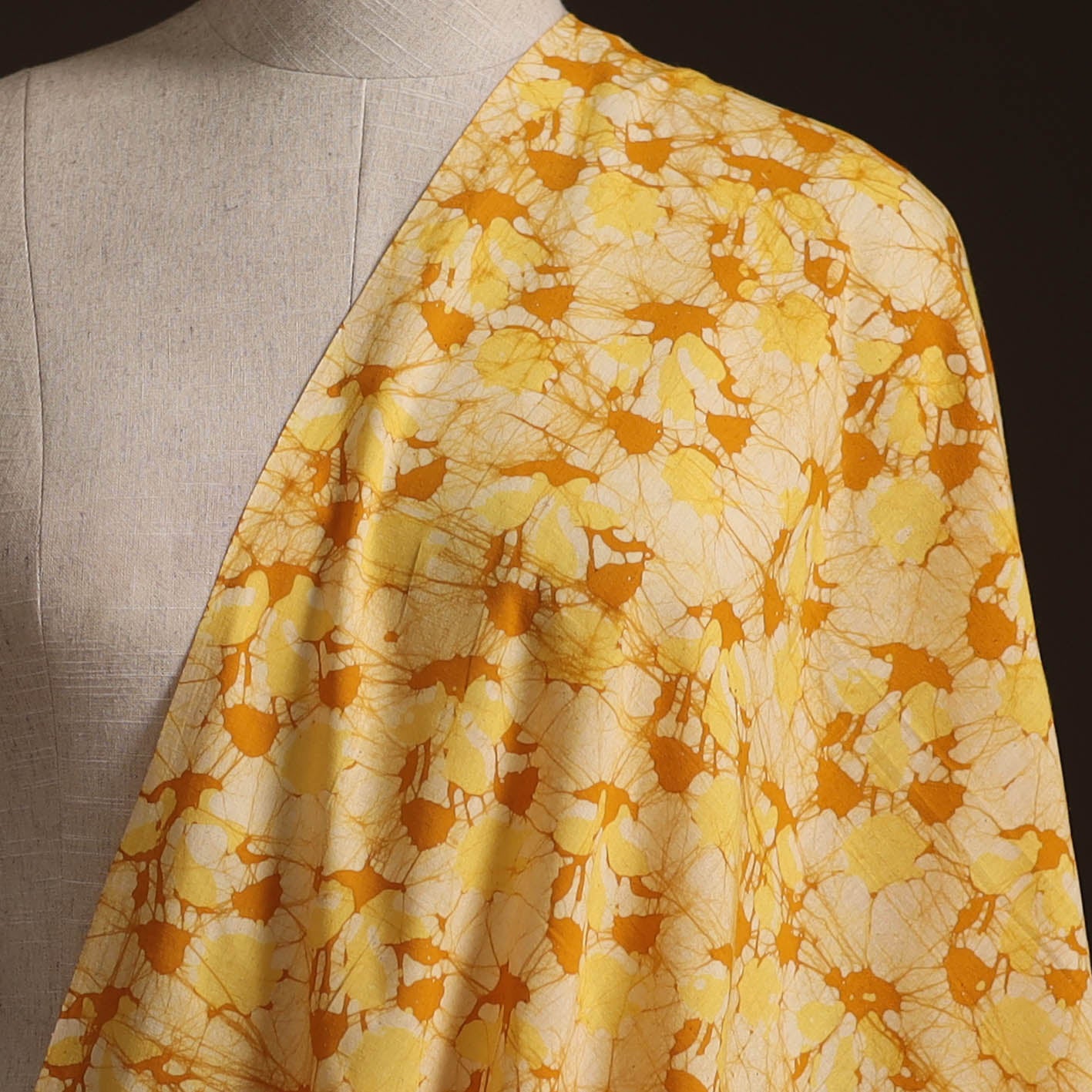 Yellow - Hand Block Batik Print Cotton Fabric 24