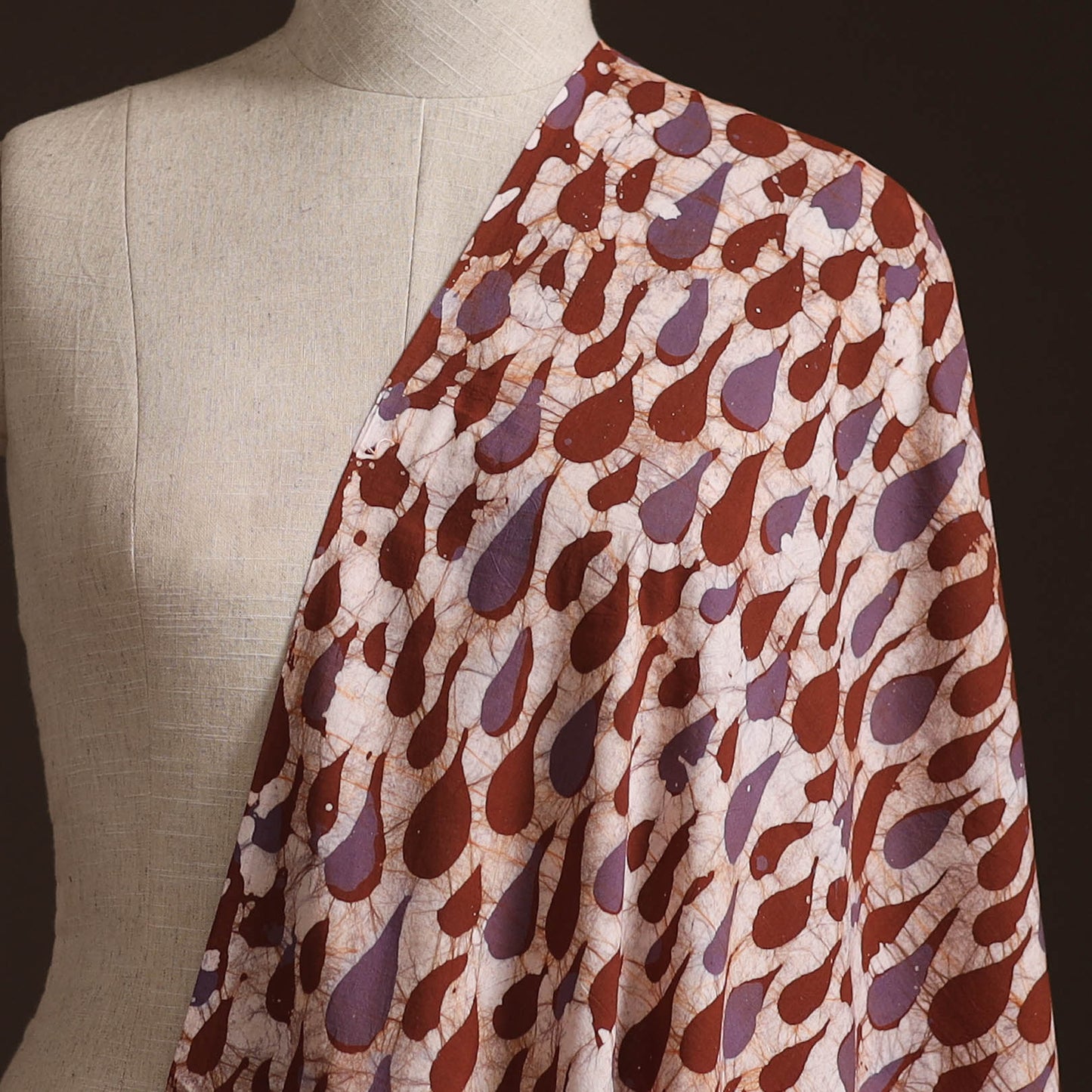 Brown - Hand Block Batik Print Cotton Fabric 26