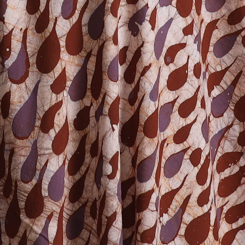 Brown - Hand Block Batik Print Cotton Fabric 26