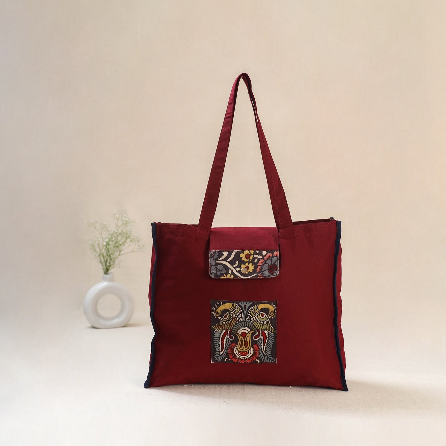 Red - Srikalahasti Handpainted Kalamkari Shoulder Bag 48