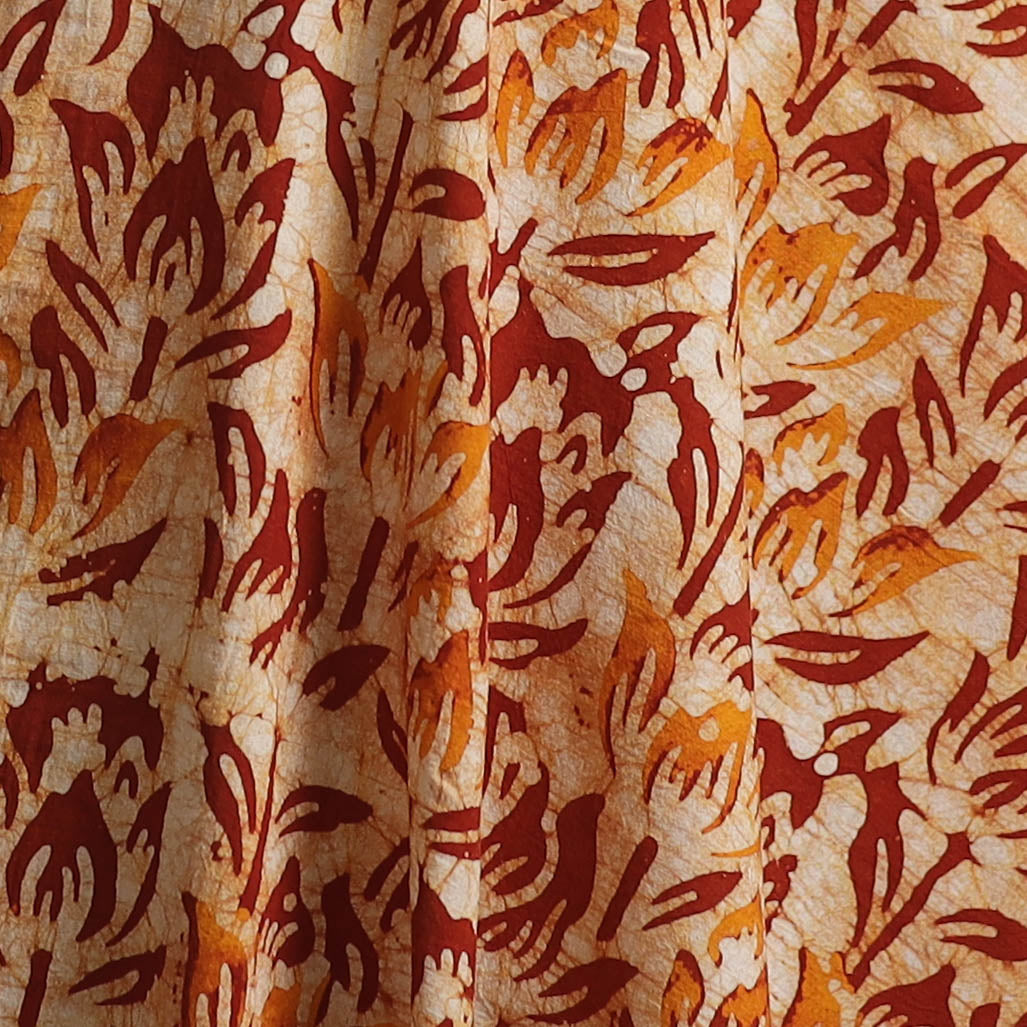 Orange - Kutch Hand Block Batik Print Cotton Fabric 03