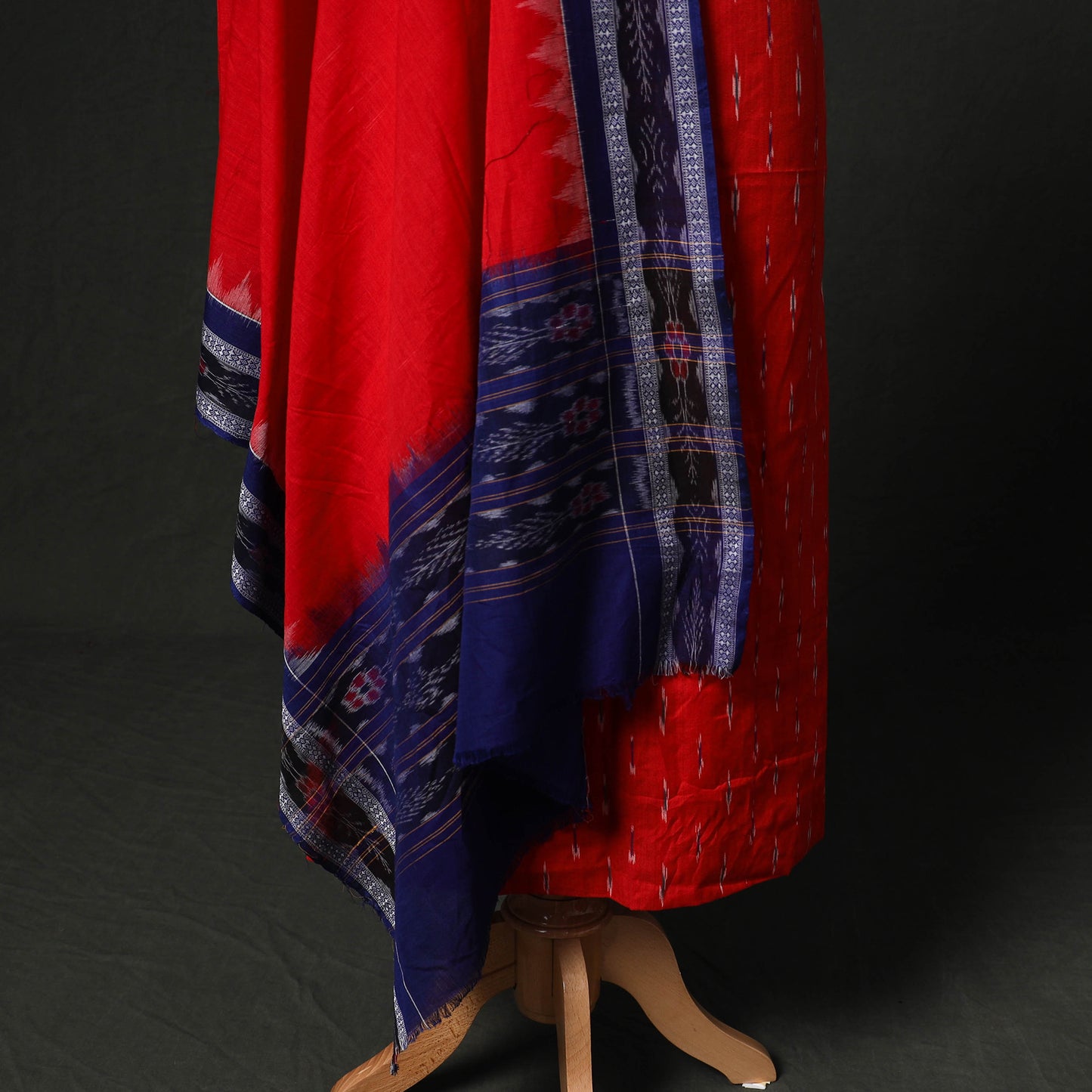 Pochampally Ikat Woven 2pc Cotton Unstitched Dress Material Kurta Set with Jewellery 07