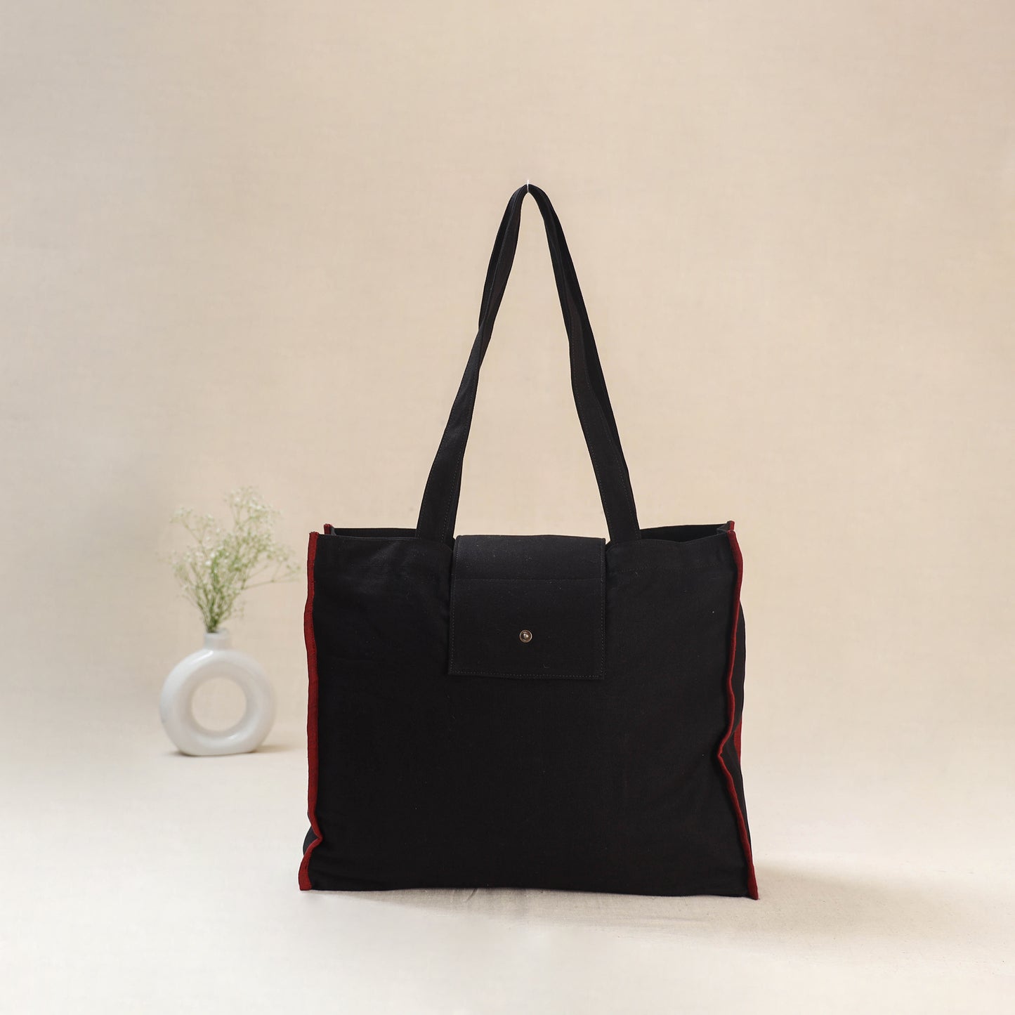 Black - Srikalahasti Handpainted Kalamkari Shoulder Bag 55