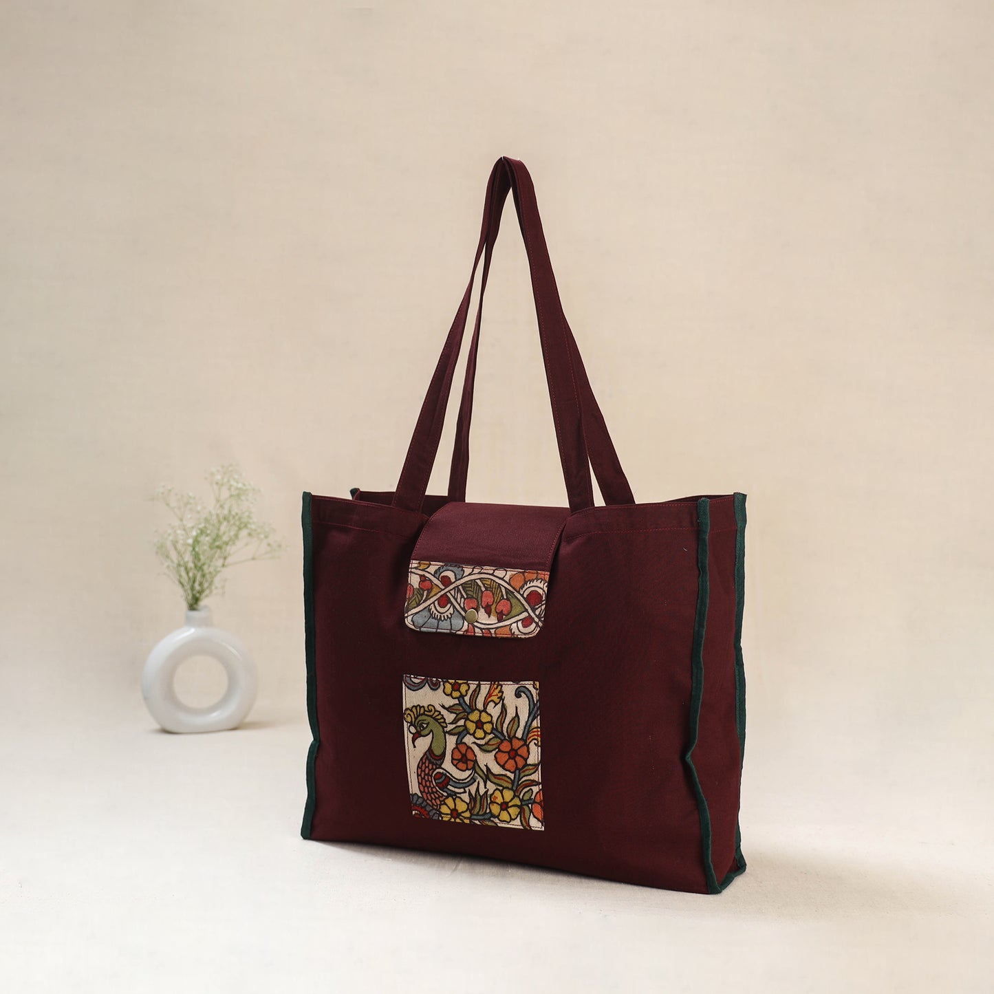 Maroon - Srikalahasti Handpainted Kalamkari Shoulder Bag 57