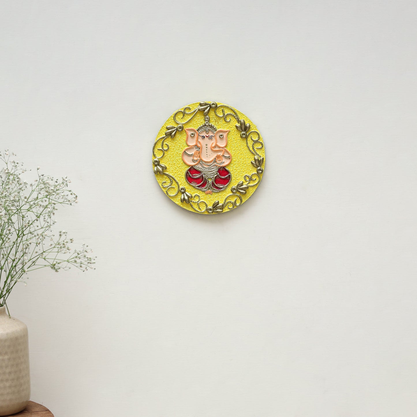 Ganesha - handpainted clay art wall frame 06 - handcrafted