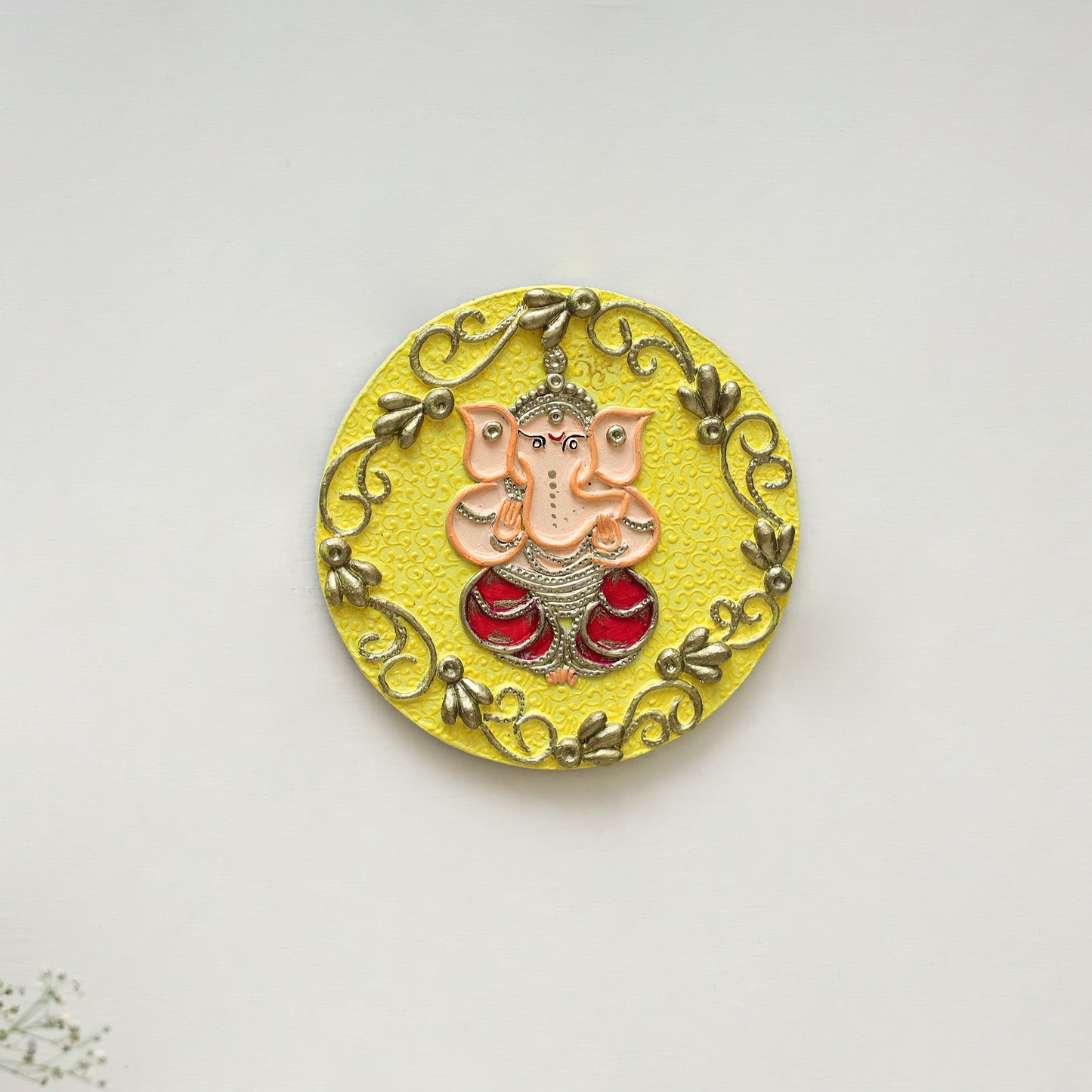 Ganesha - handpainted clay art wall frame 06 - handcrafted