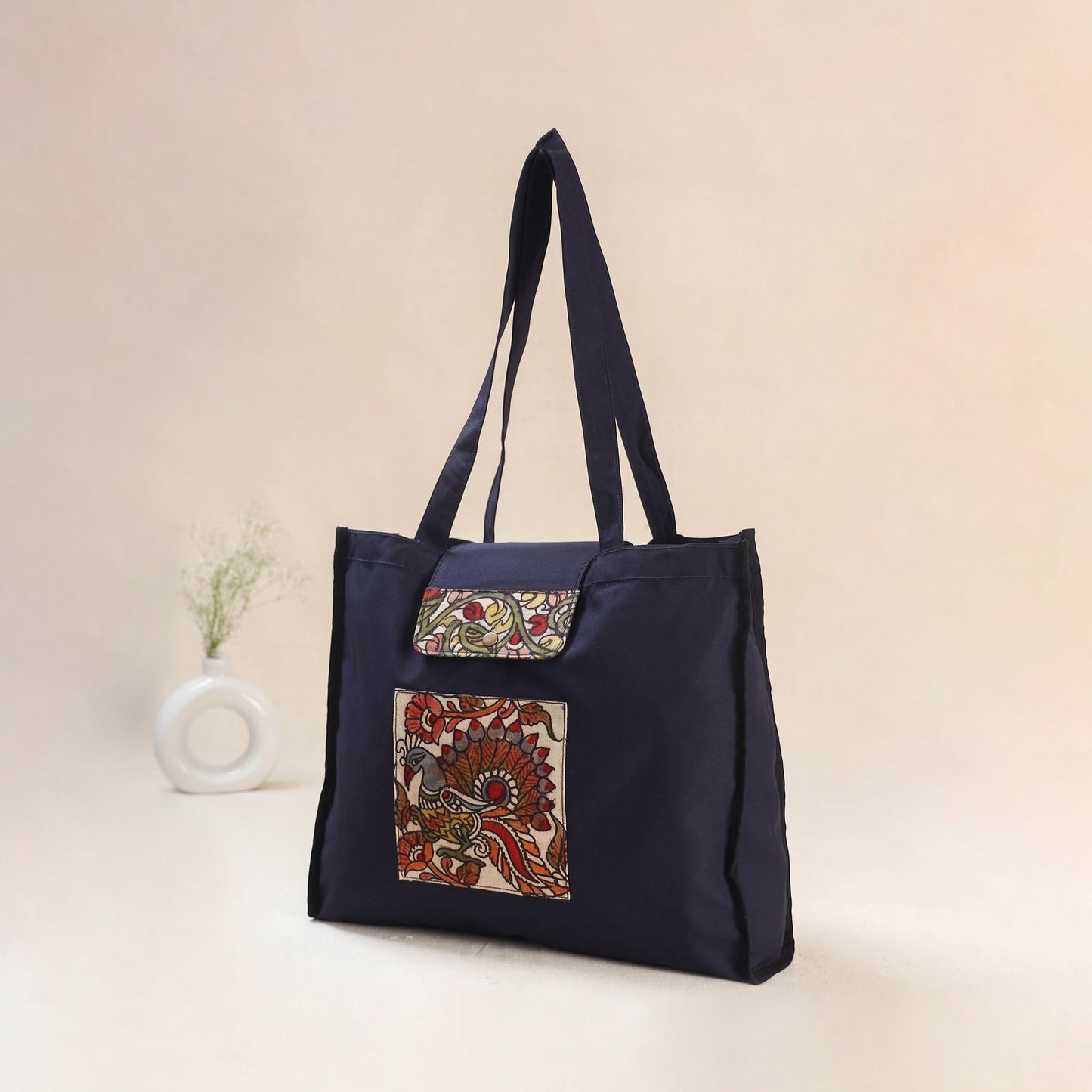 Blue - Srikalahasti Handpainted Kalamkari Shoulder Bag 59