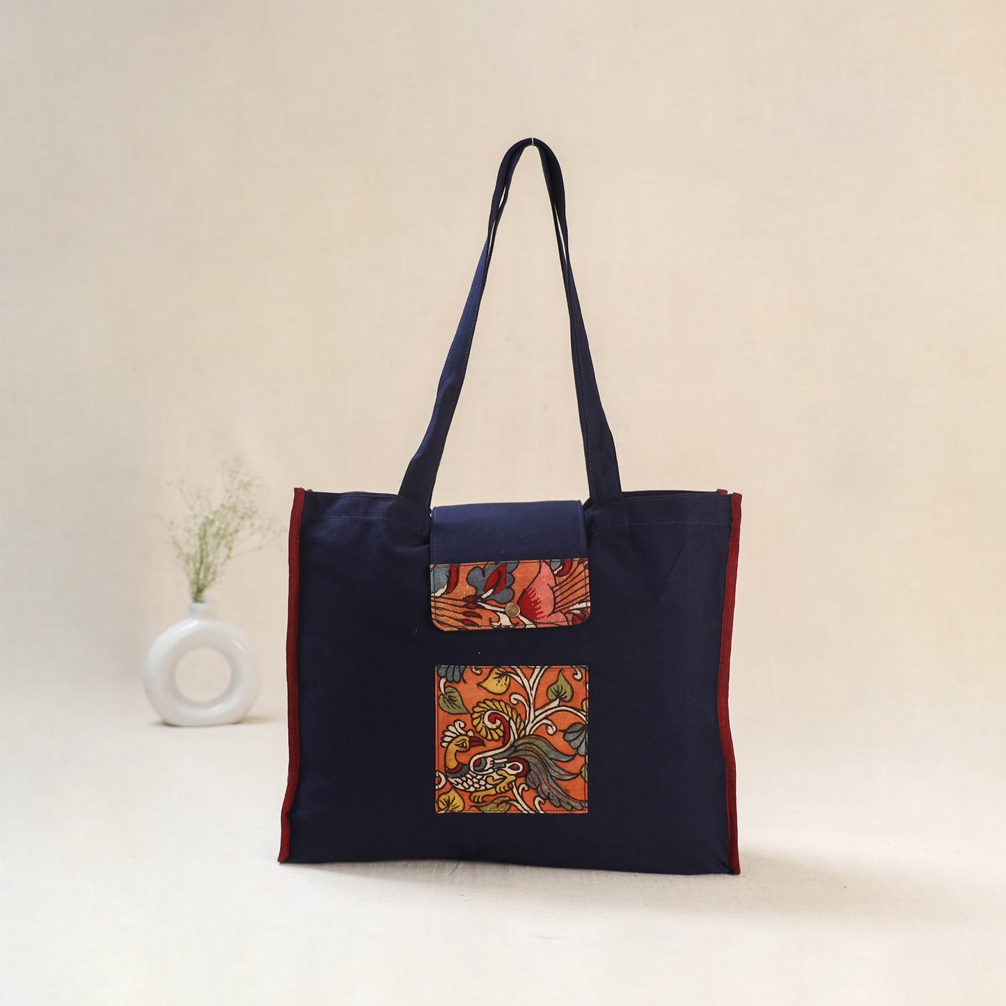Blue - Srikalahasti Handpainted Kalamkari Shoulder Bag 63