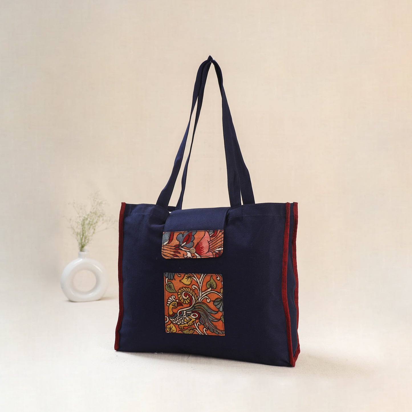 Blue - Srikalahasti Handpainted Kalamkari Shoulder Bag 63
