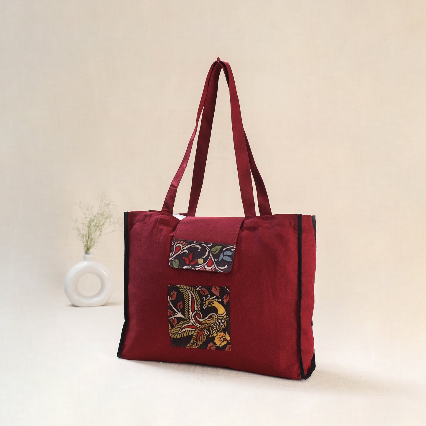 Red - Srikalahasti Handpainted Kalamkari Shoulder Bag 64