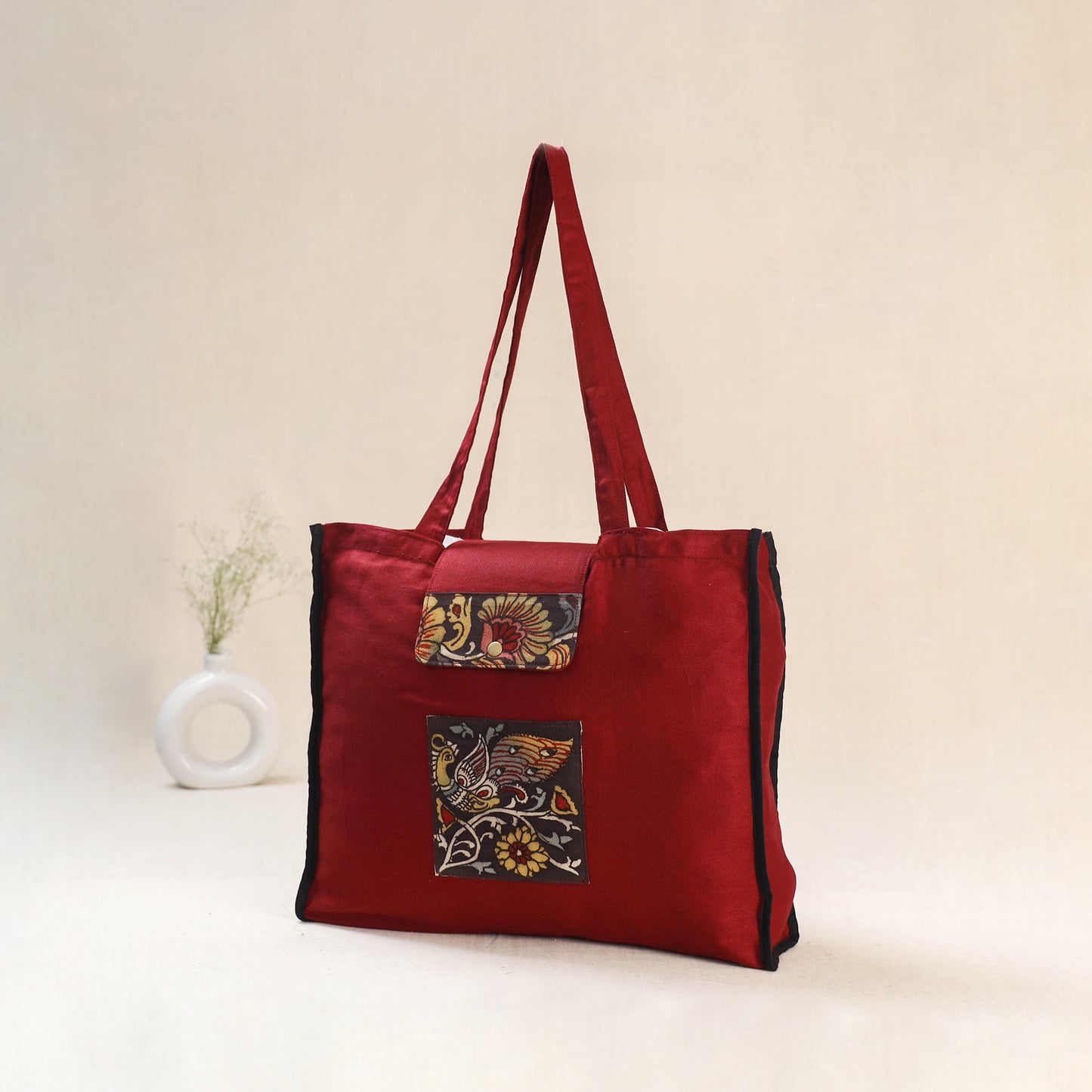 Red - Srikalahasti Handpainted Kalamkari Shoulder Bag 65