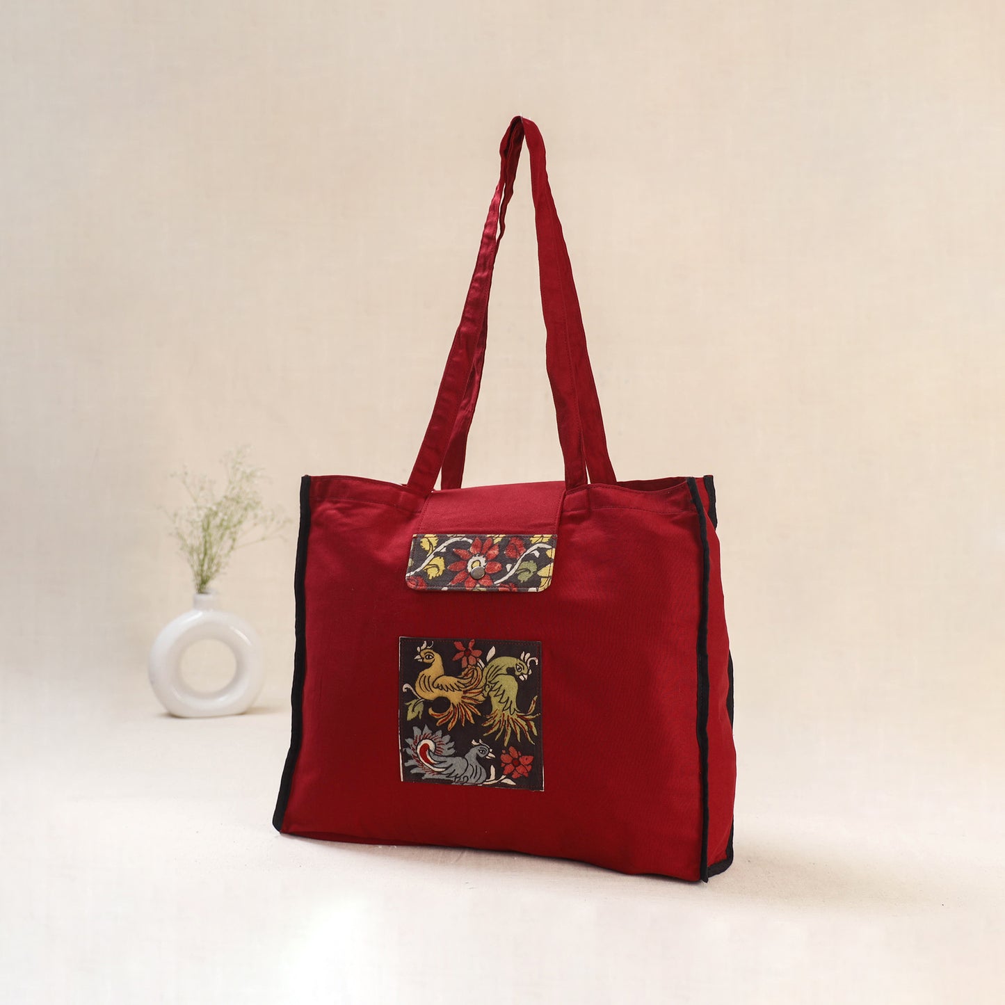 Red - Srikalahasti Handpainted Kalamkari Shoulder Bag 67