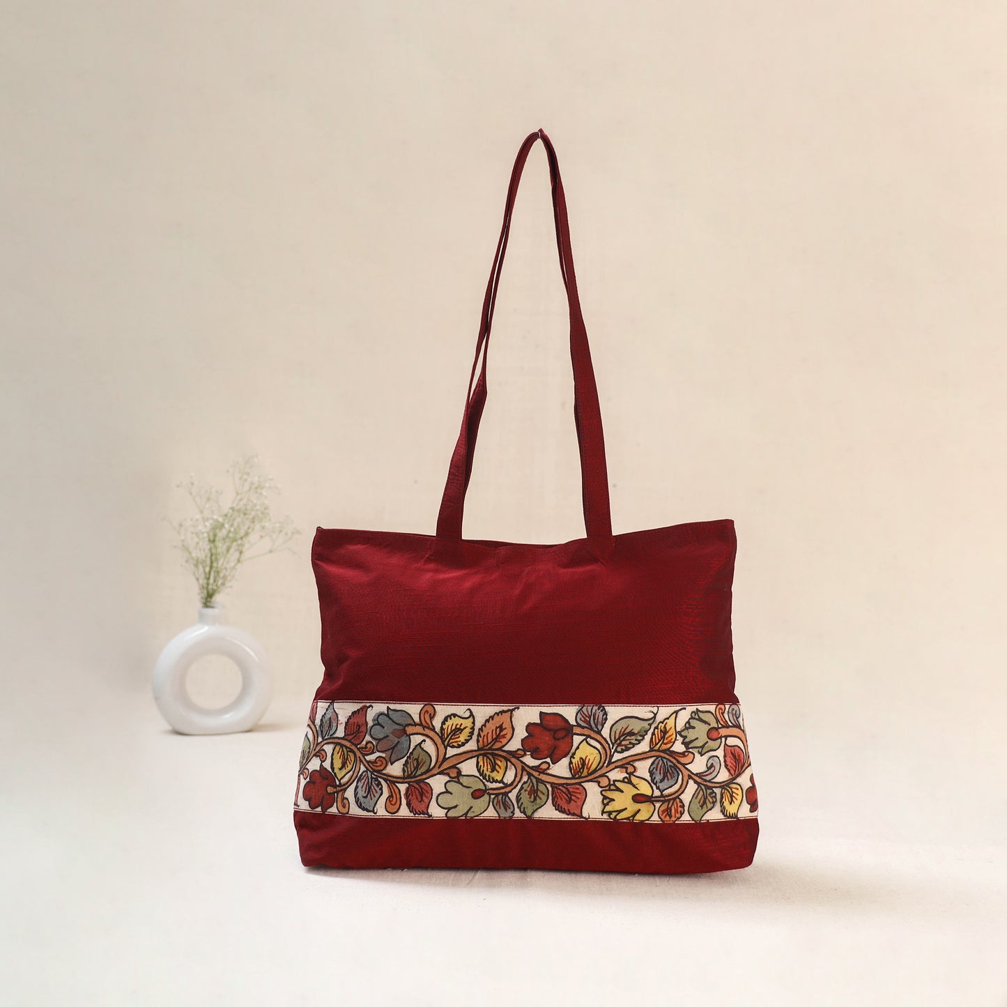 Red - Srikalahasti Kalamkari Handpainted Shoulder Bag 02