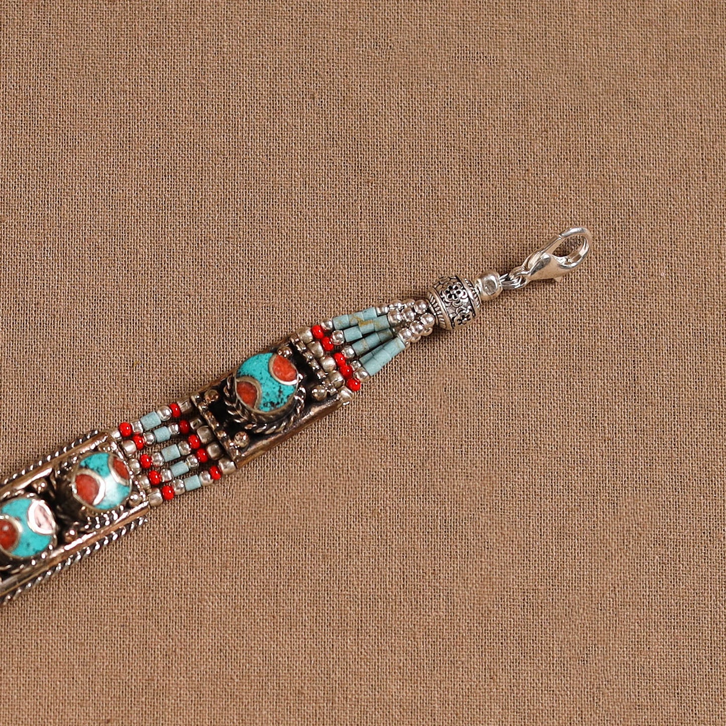 Blue - ethnic tribal tibetan metal bracelet from himalaya