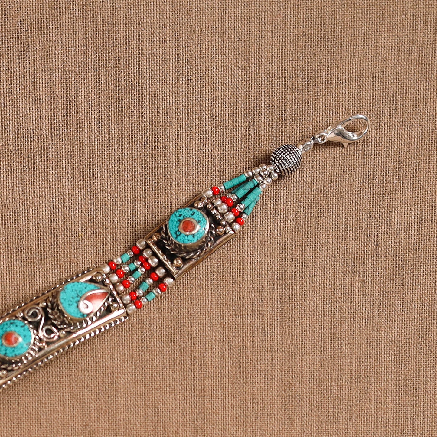 Blue - ethnic tribal tibetan metal bracelet from himalaya