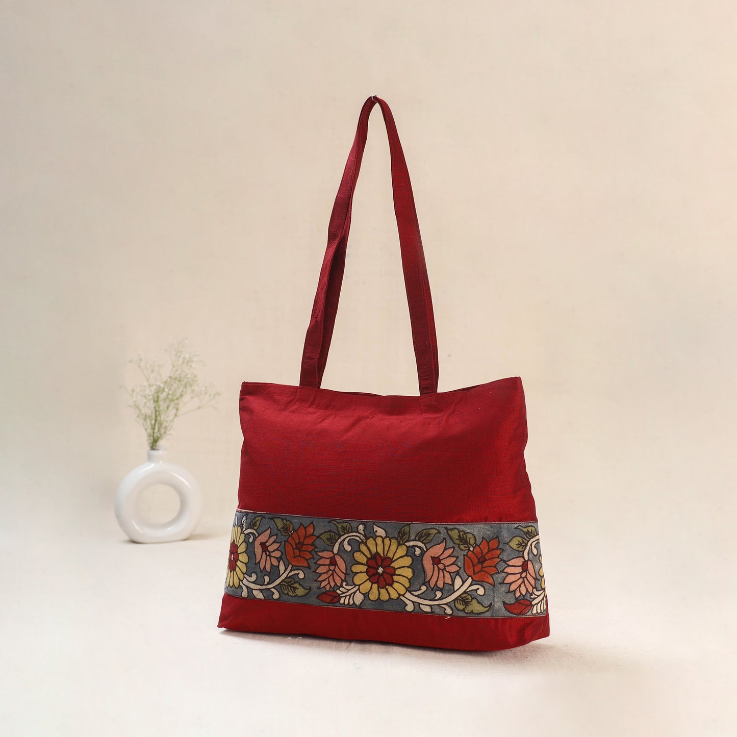 Red - Srikalahasti Kalamkari Handpainted Shoulder Bag 05