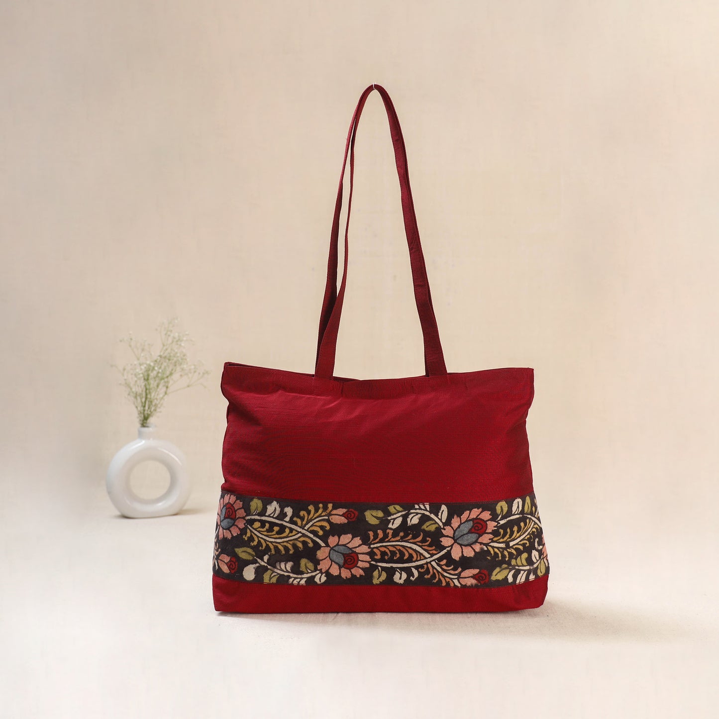 Red - Srikalahasti Kalamkari Handpainted Shoulder Bag 07
