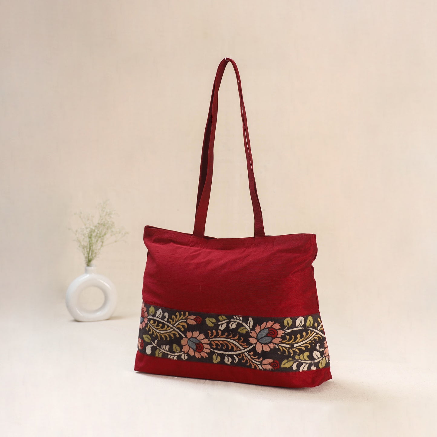 Red - Srikalahasti Kalamkari Handpainted Shoulder Bag 07