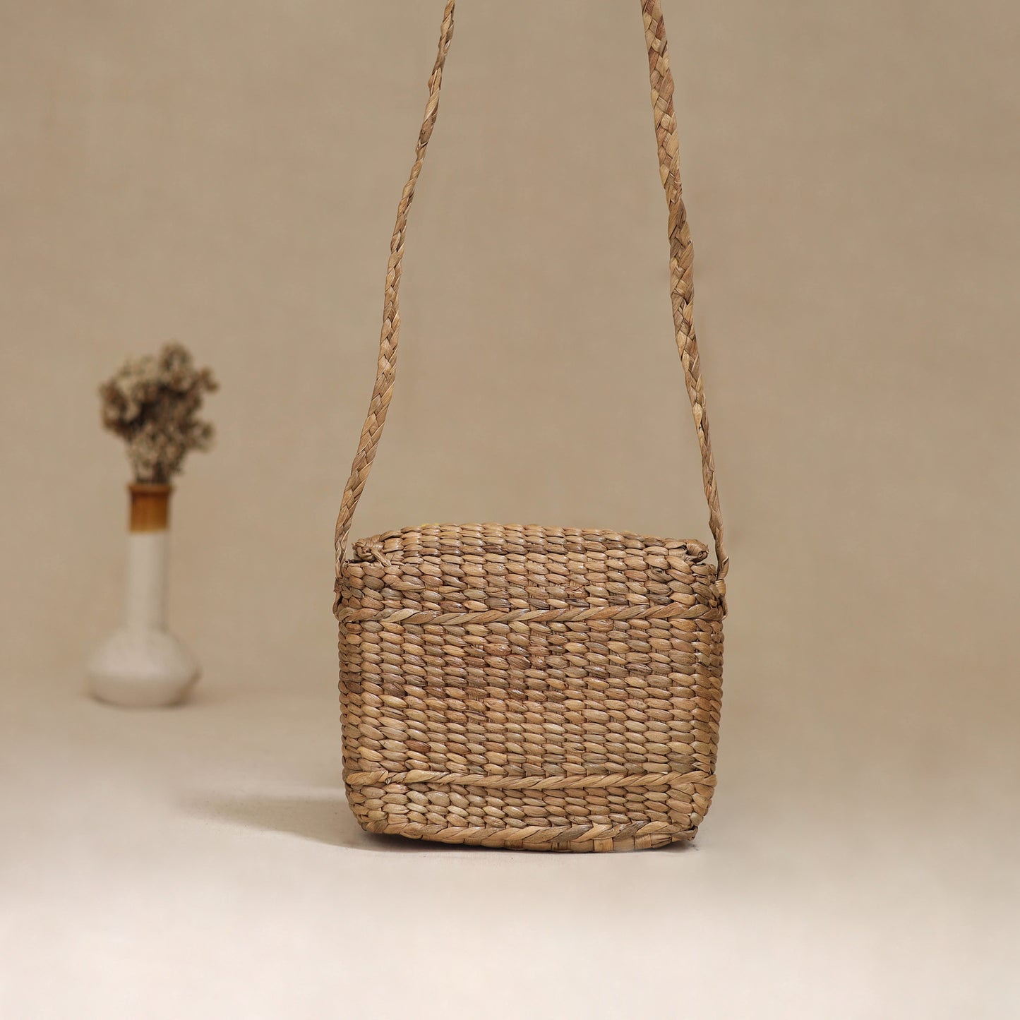Handcrafted Natural Water Hyacinth Hand Embroidered Sling Bag 02