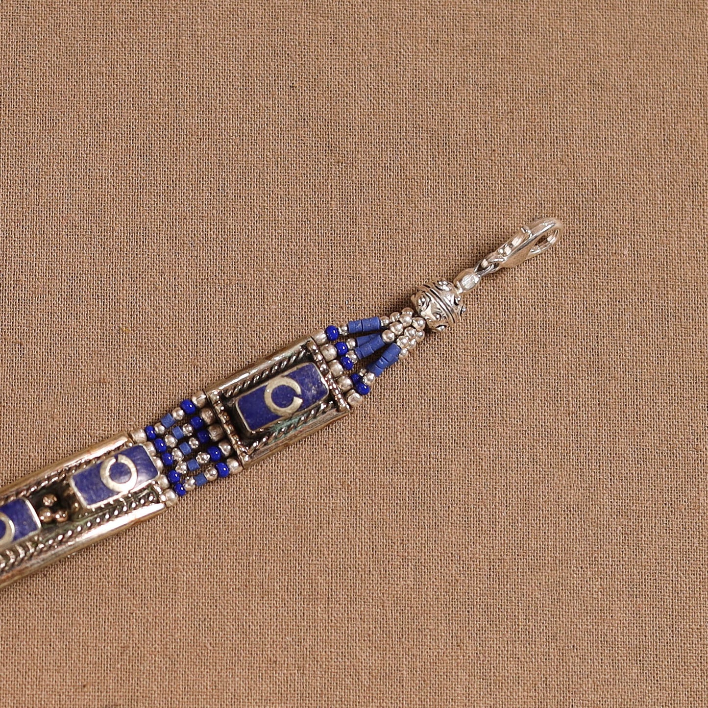 Blue - ethnic tribal tibetan metal bracelet from himalaya