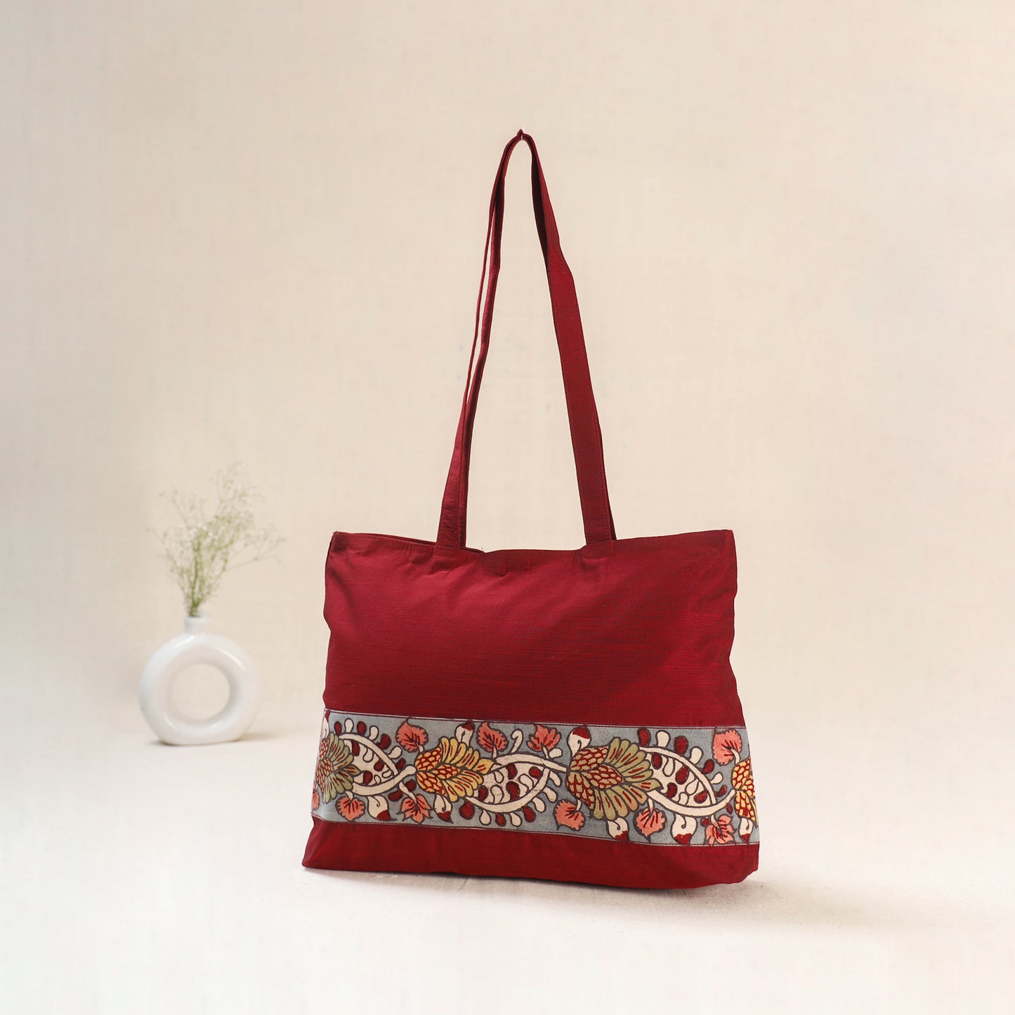 Red - Srikalahasti Kalamkari Handpainted Shoulder Bag 08