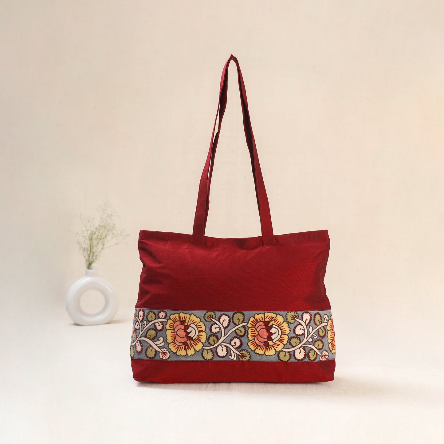 Red - Srikalahasti Kalamkari Handpainted Shoulder Bag 10