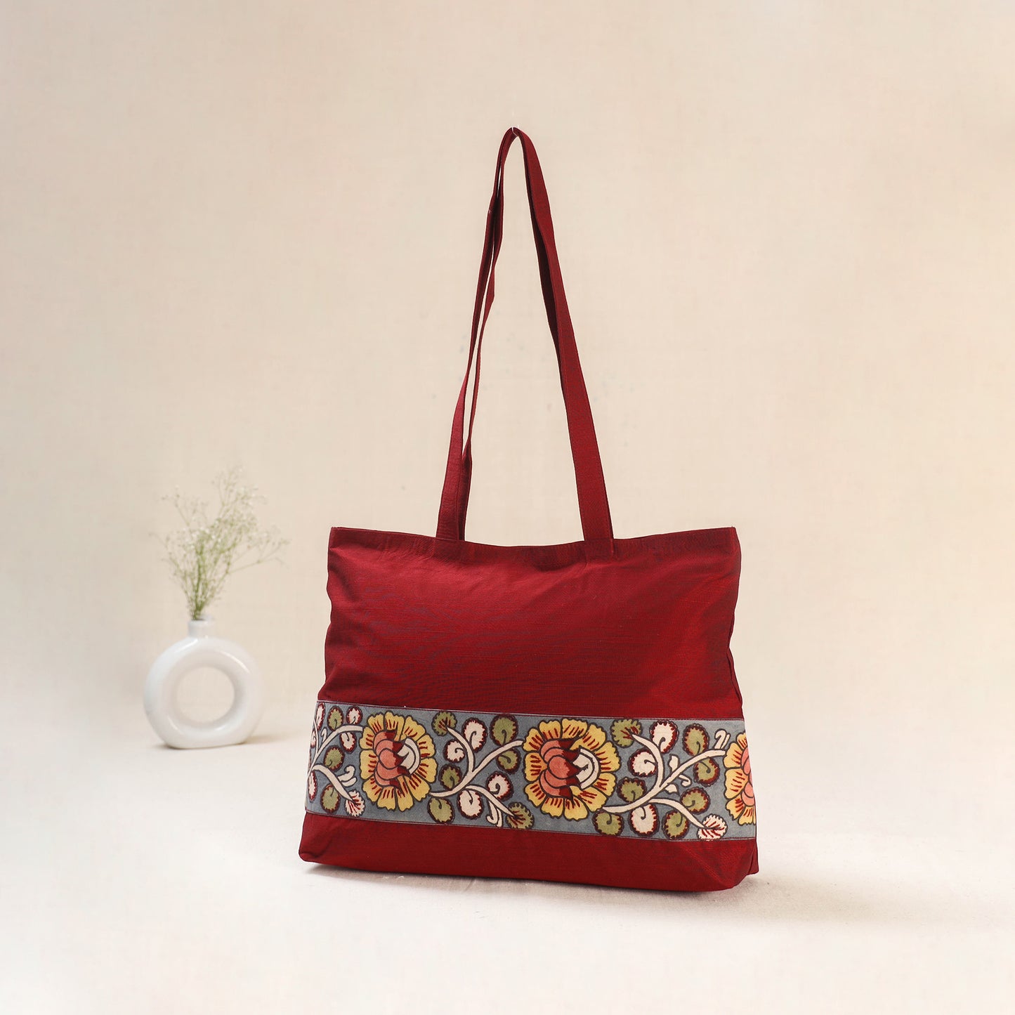 Red - Srikalahasti Kalamkari Handpainted Shoulder Bag 10