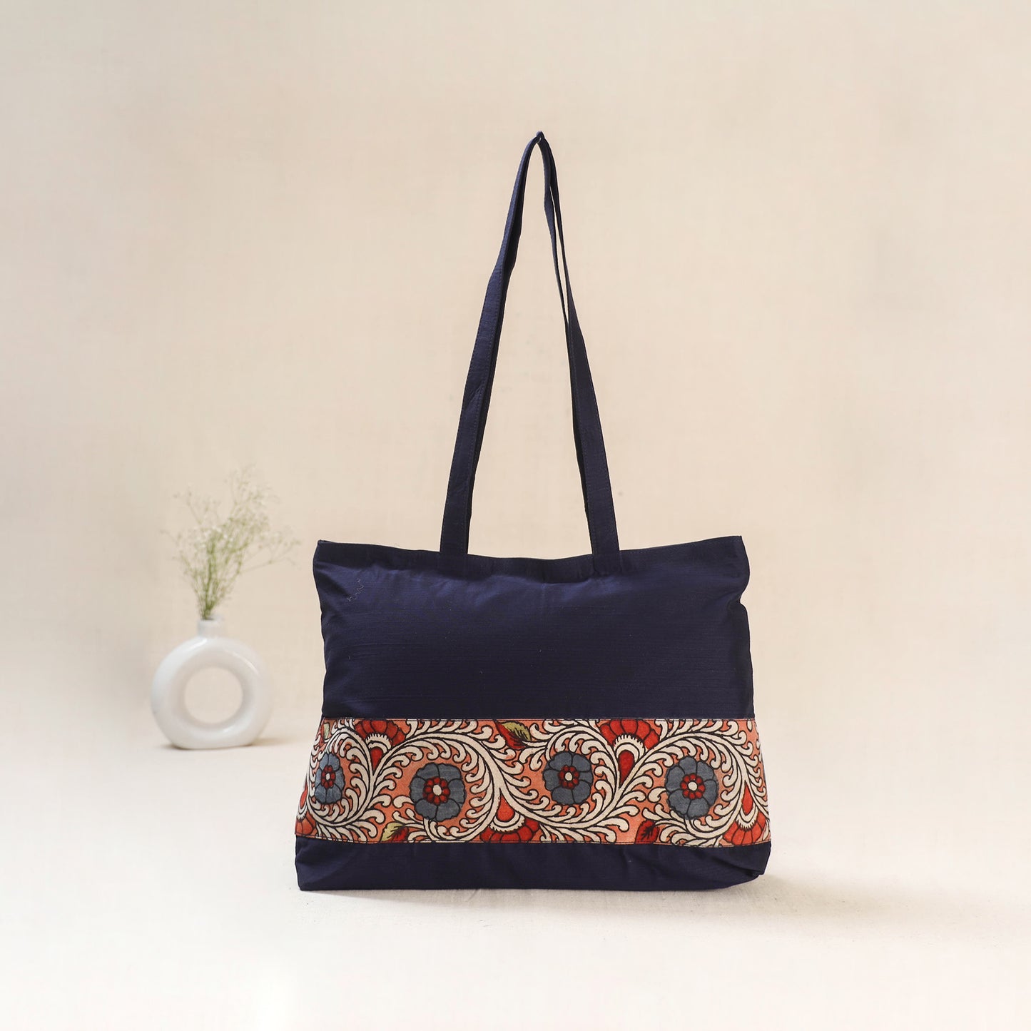 Blue - Srikalahasti Kalamkari Handpainted Shoulder Bag 12